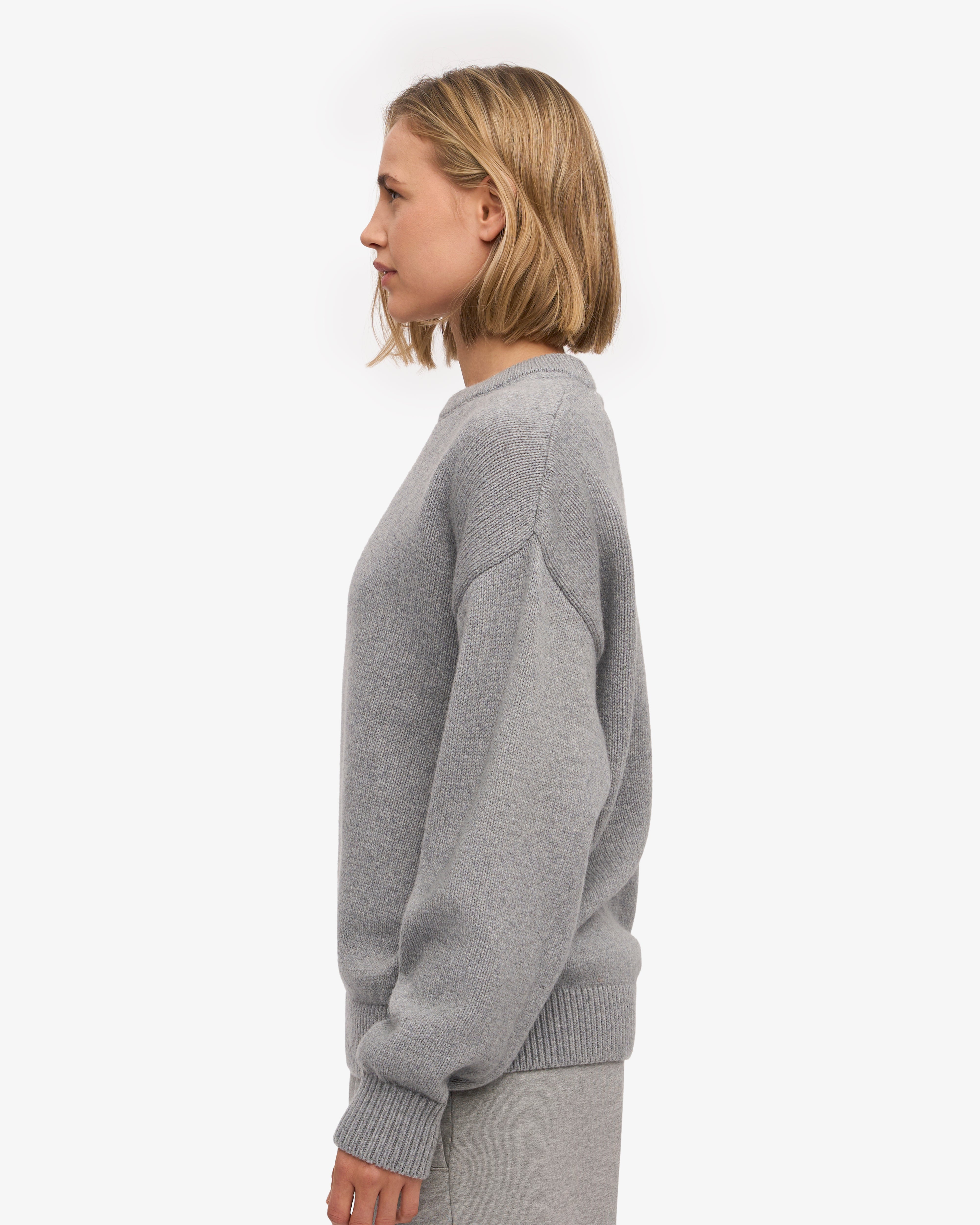 Premium Oversized Merino Wool Sweater - Soft & Warm Crewneck Pullover for Women & Men in Heather Grey - Perfect for Winter Layering & Cozy Fall Outfits