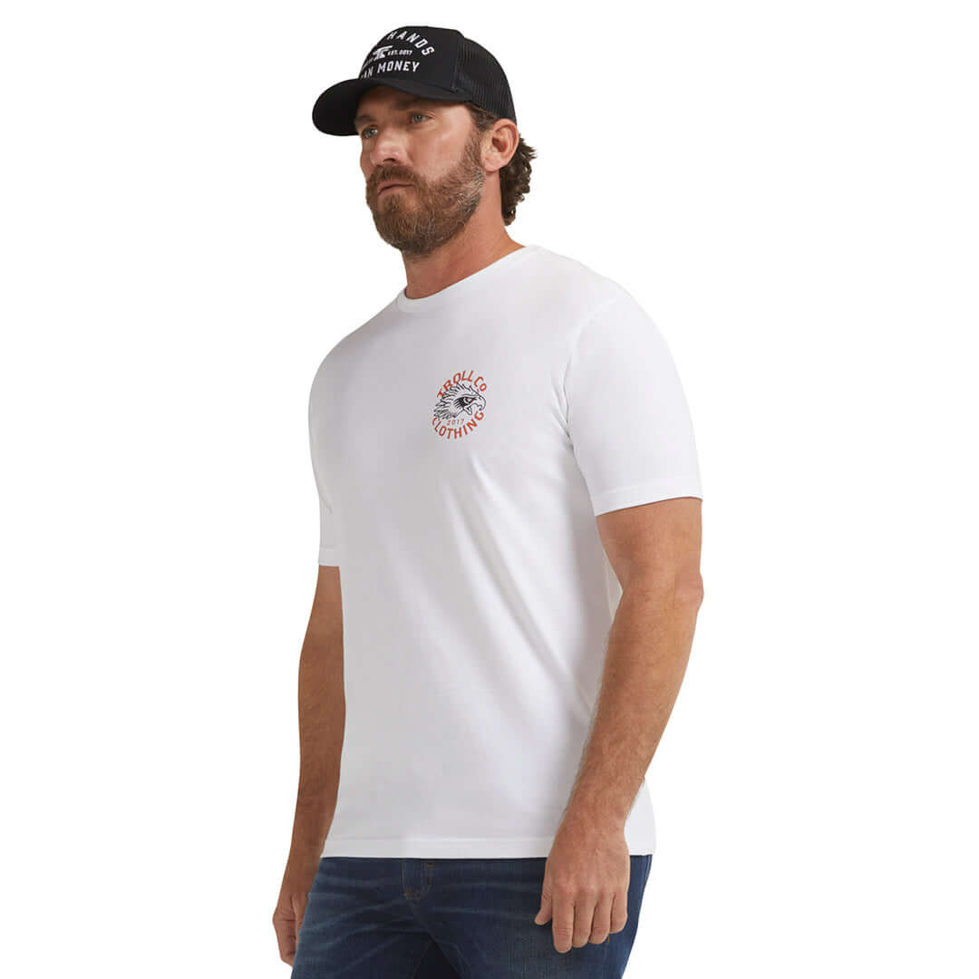 DHCM Eagle Eye Graphic T-Shirt for Men - White Cotton Tee - Casual Streetwear for Everyday Wear & Urban Fashion