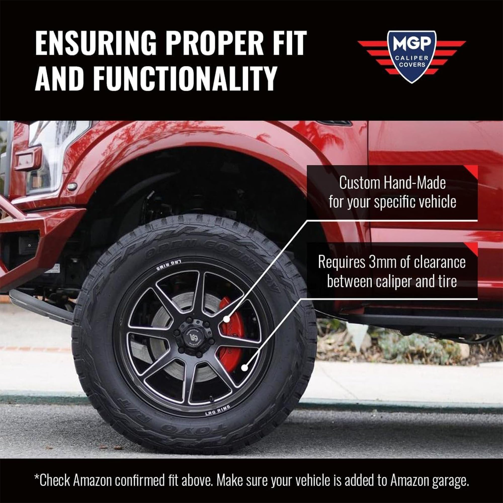 MGP Caliper Covers for 2018-2023 Jeep Wrangler & 2022 Wrangler Unlimited - Front & Rear Brake Caliper Covers (Fits JL Chassis 18-23, Excludes eTorque) - High-Performance Red Covers - Upgrade Your Jeep's Style for Off-Roading & Urban Driving