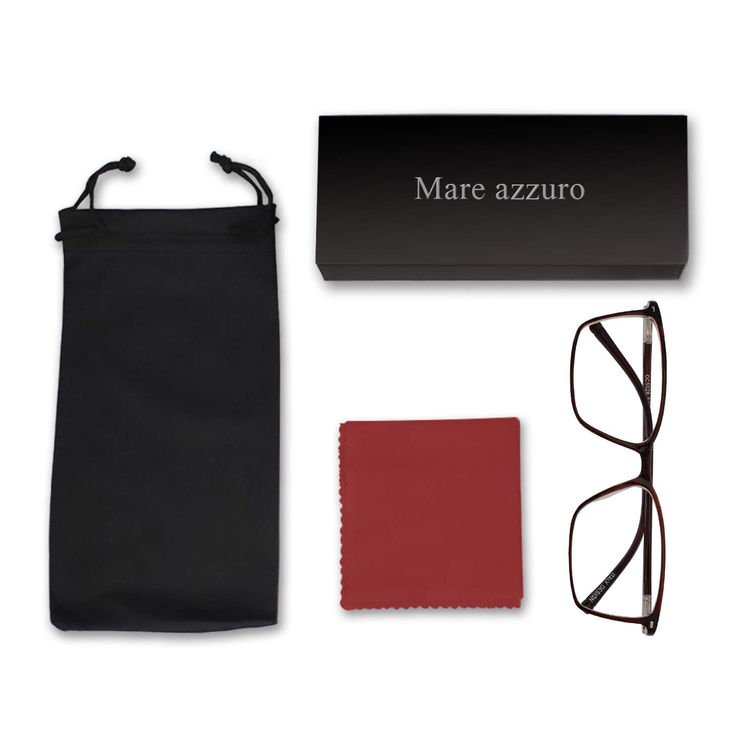 MARE AZZURO Flexible Reading Glasses for Men - 6.00 Strength Readers (600) - Stylish Rectangular Classic Frames - Perfect for Reading Books, Newspapers & Digital Screens