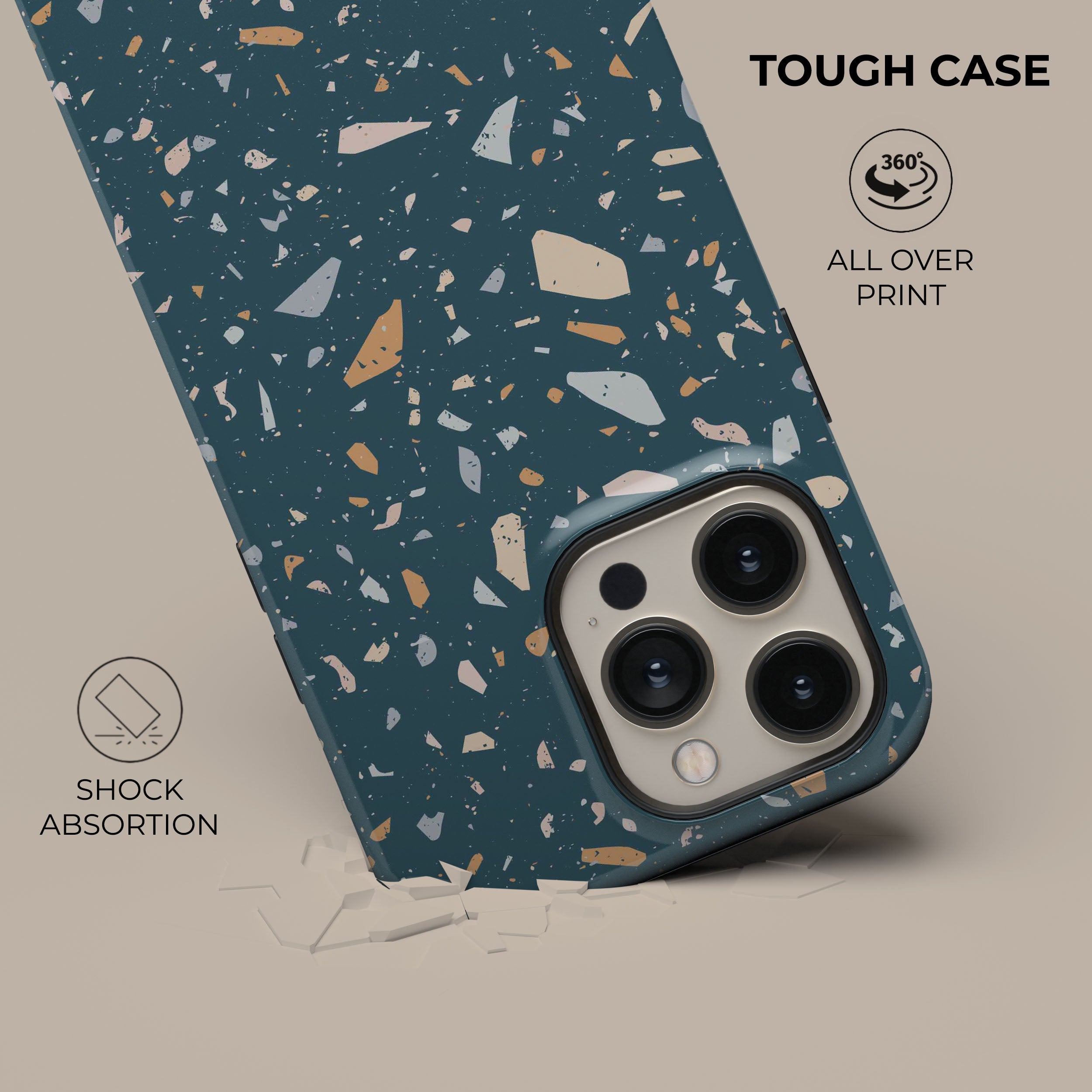 Terrazzo Pattern Phone Case for iPhone & Samsung - Stylish & Durable Vanity Cover for Everyday Use, Work, and Travel