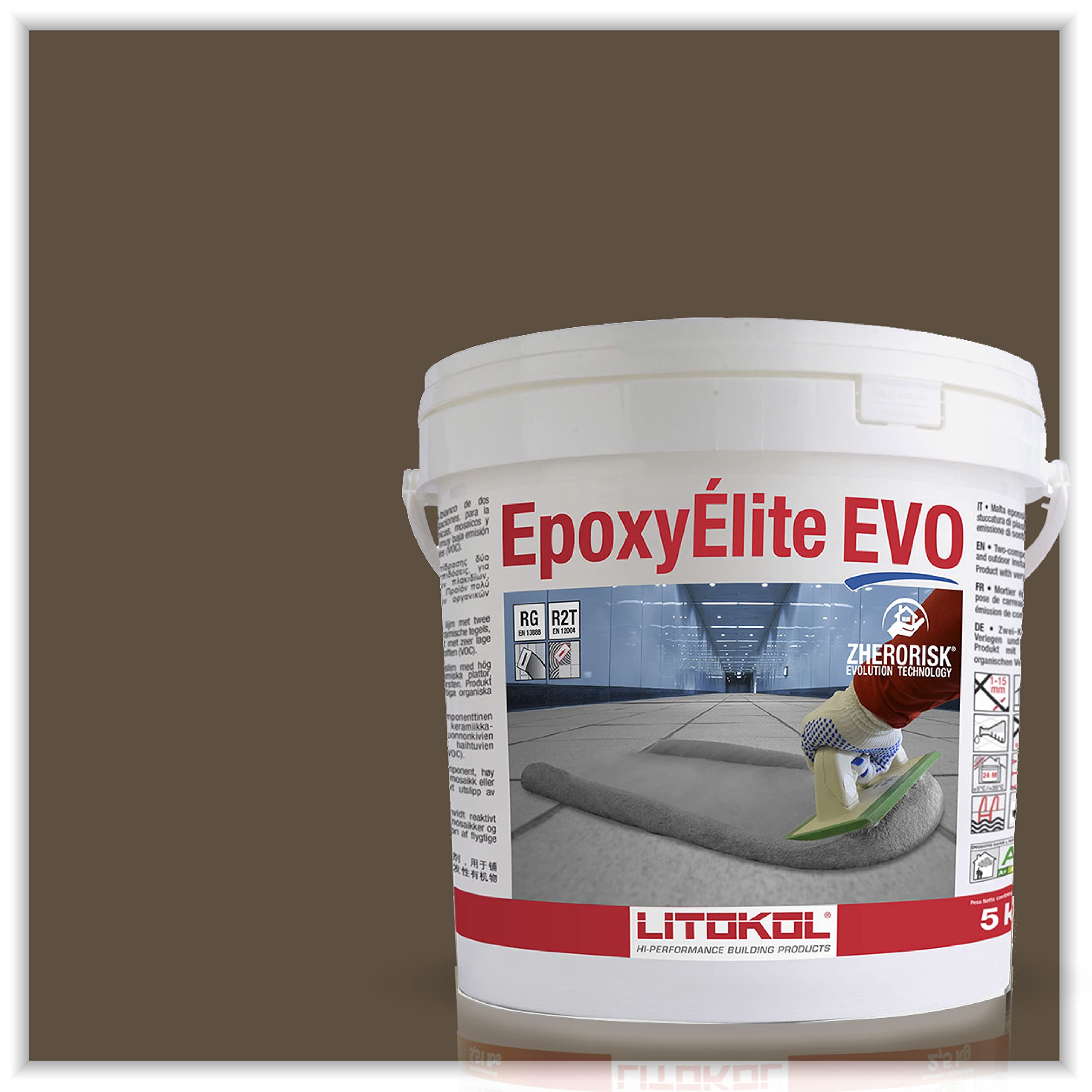 The Tile Doctor EpoxyElite EVO - Premium Litokol Epoxy Grout for Tile Floors & Walls | Waterproof & Stain-Resistant | Brown (4-5 kg / 11 lb) | Perfect for Bathroom Renovation, Kitchen Backsplash & Home Office Decor