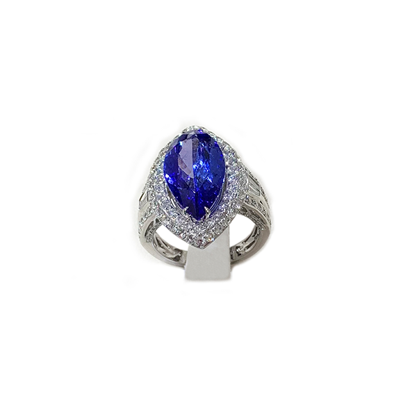 18K White Gold Tanzanite Ring for Women - Genuine Tanzanite Gemstone Engagement & Wedding Ring - Elegant Jewelry Gift for Anniversary, Valentine's Day & Special Occasions