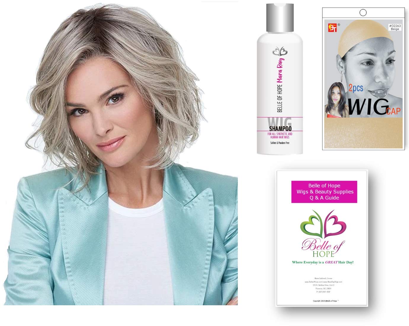 Raquel Welch UNFILTERED Synthetic Lace Front Wig 5PC Bundle with 4oz Mara Ray Luxury Shampoo, Comb & Wig Cap - 19 Page Belle of Hope Guide (RL8/29) - Perfect for Cosplay, Daily Wear & Special Occasions