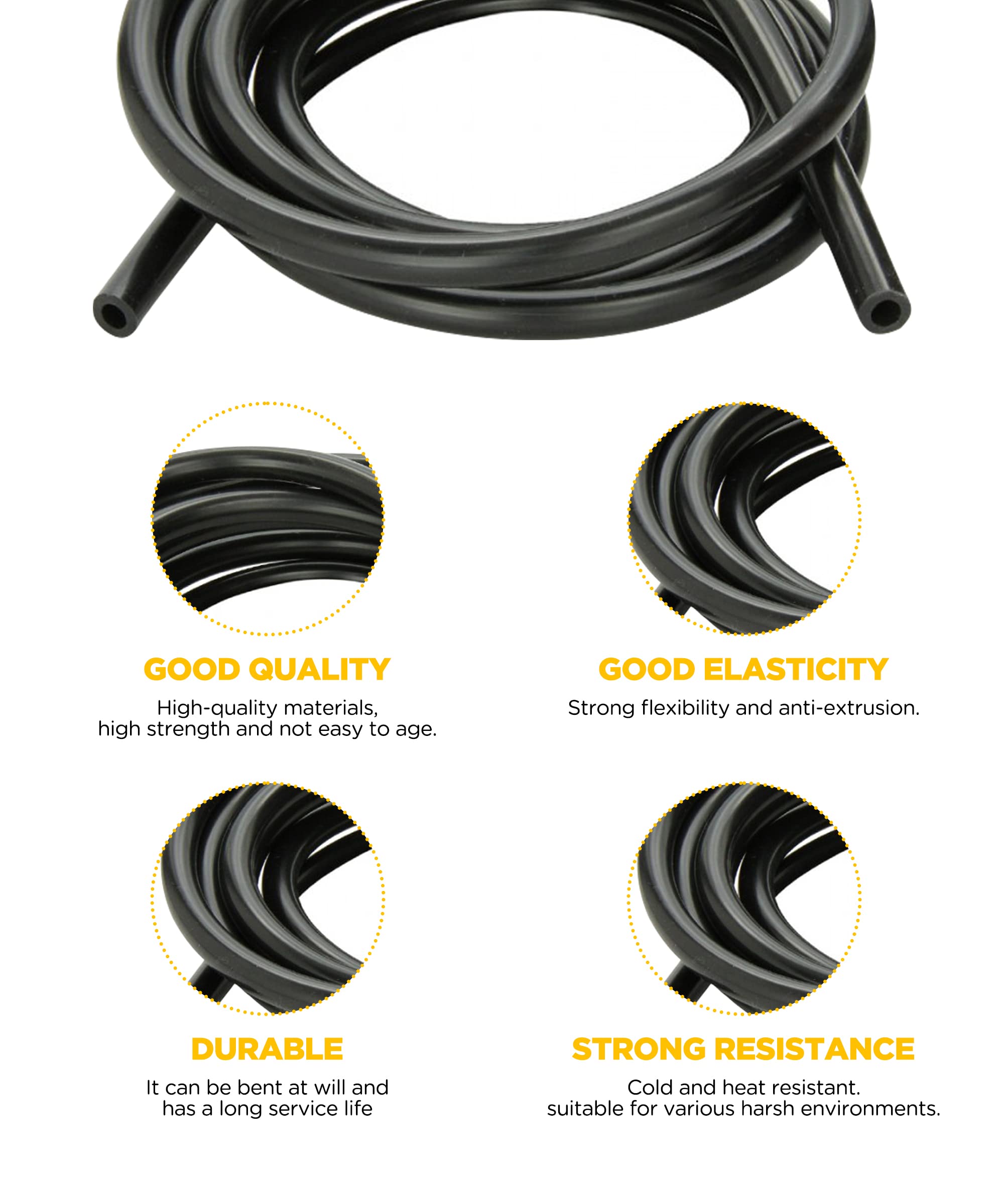 10 Ft High-Performance Silicone Vacuum Hose - Universal 1/4