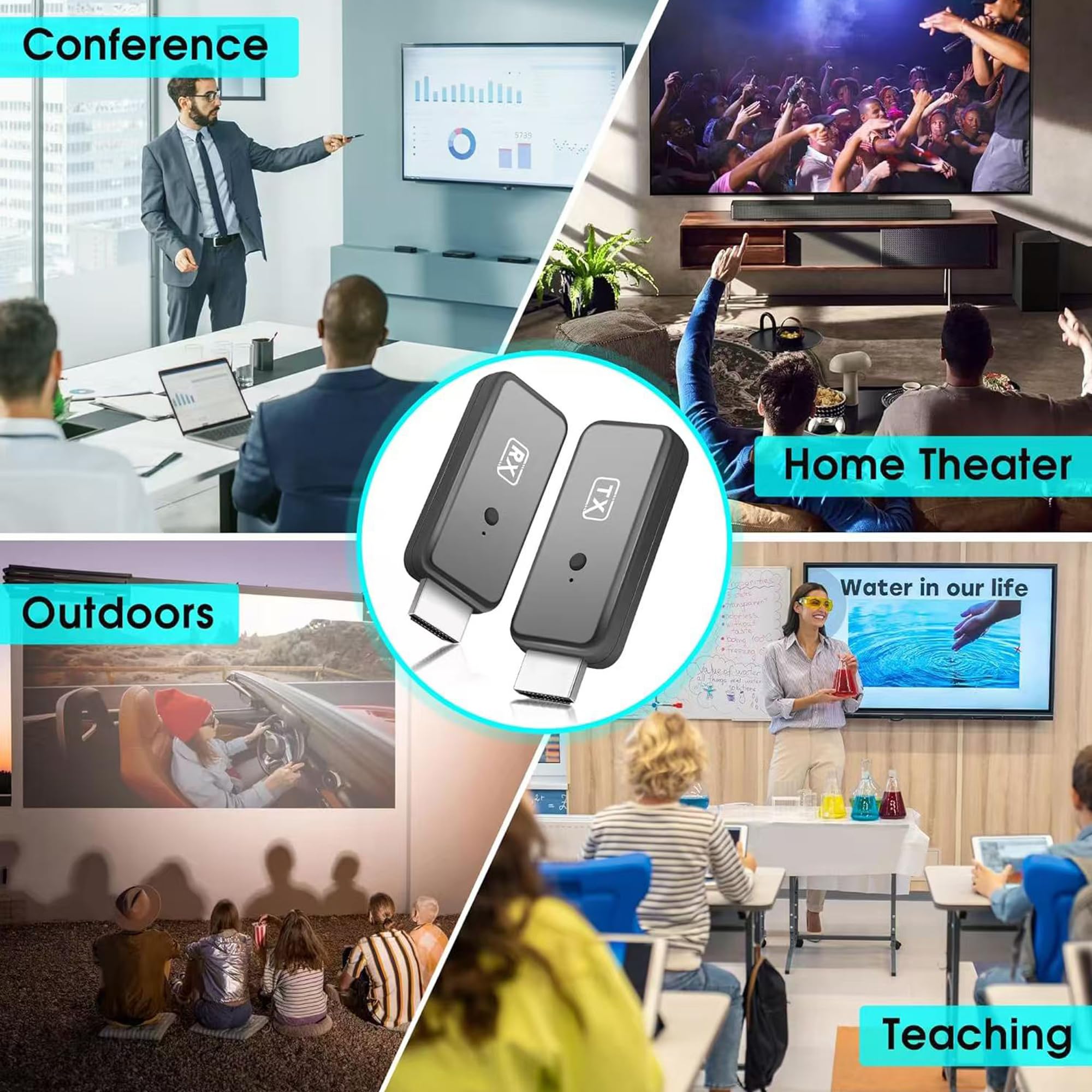 T81 Wireless HDMI Transmitter and Receiver Kit - Plug & Play Portable HDTV Extender for Streaming 4K Video & Audio to TV/Projector/Monitor (Includes USB Cable) - Perfect for Home Theater, Gaming & Office Presentations