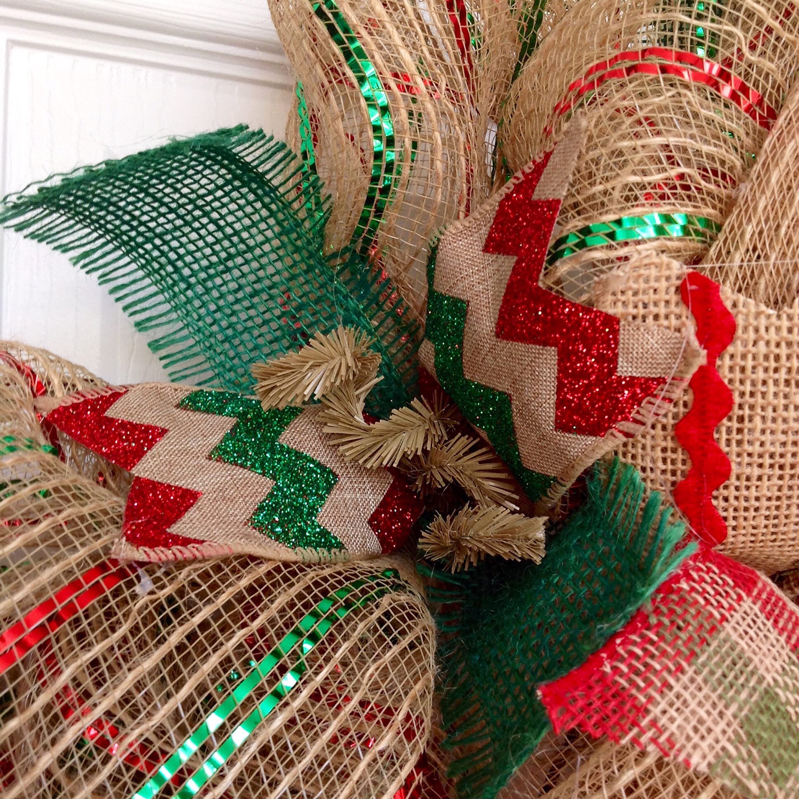 Handmade Gingerbread Men Christmas Wreath - 24 & 28 Inch Deco Mesh Holiday Decor for Front Door, Fireplace & Festive Home Decorations