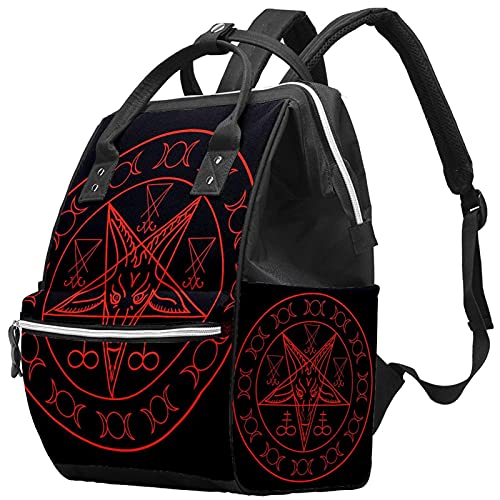 LORVIES Baphomet and Lucifer Diaper Bag Backpack - Large Capacity Multi-Function Travel Backpack for Baby Essentials, Gothic Parenting Style | Perfect for Daycare, Travel, and Outings with Baby
