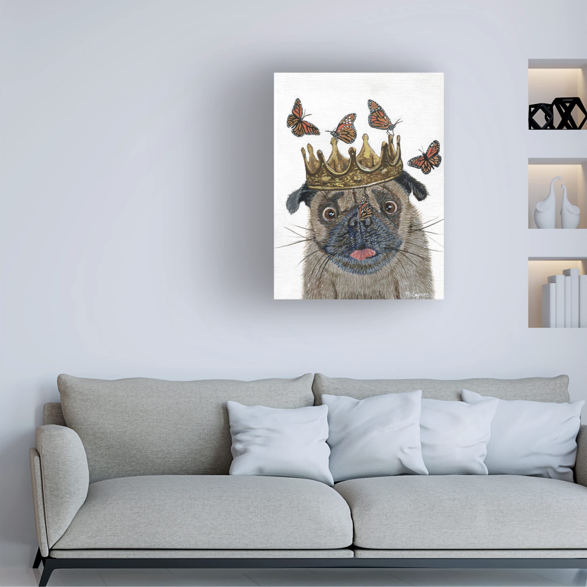 Trademark Fine Art 'A Crowned Pug' Canvas Wall Art by Melissa Symons - Perfect for Living Room, Bedroom & Office Decor