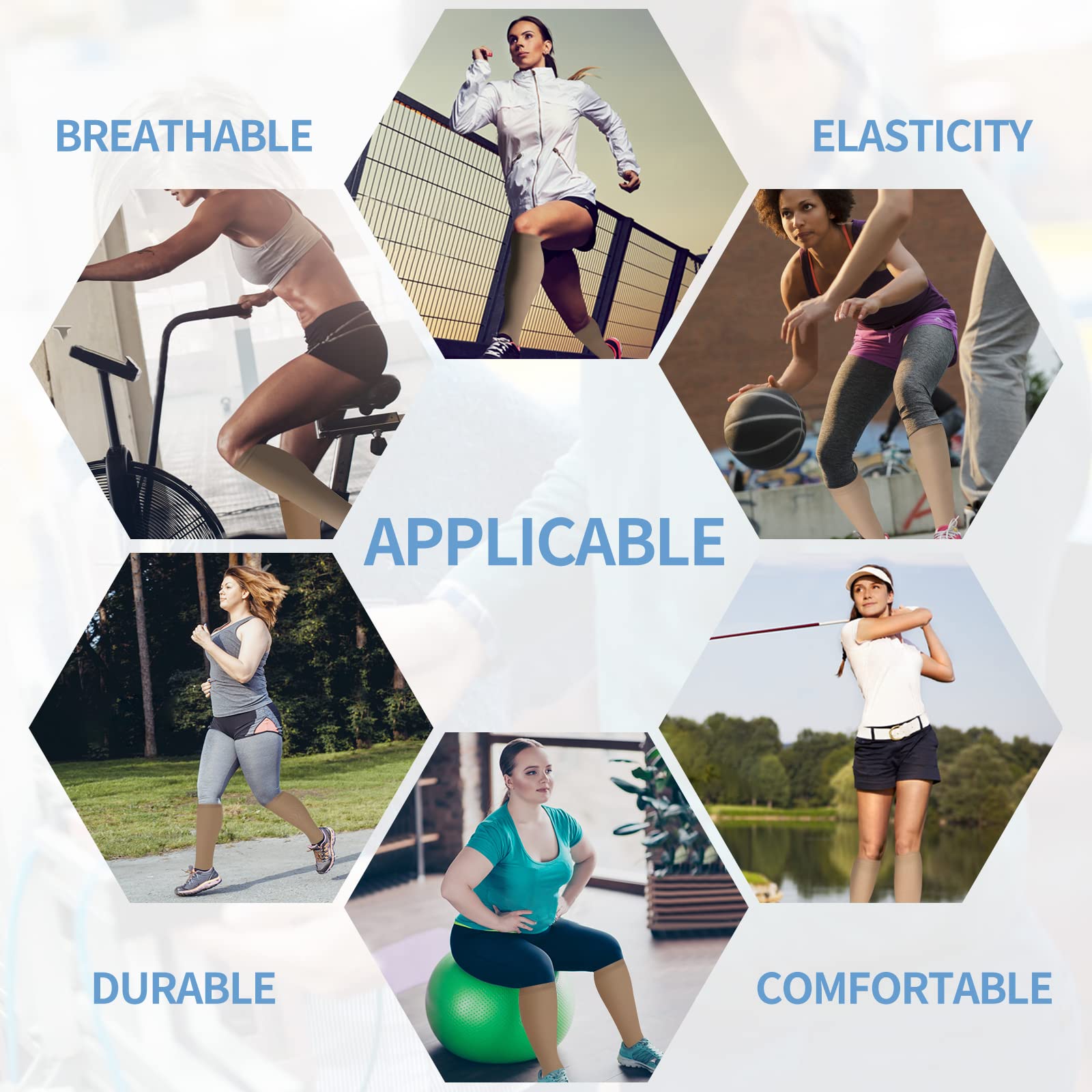 Extra Wide Calf Compression Socks for Women & Men - Plus Size 20-30 mmHg Knee High Support Stockings for Swelling & Pain Relief - Ideal for Travel, Nursing, Running & Varicose Vein Therapy
