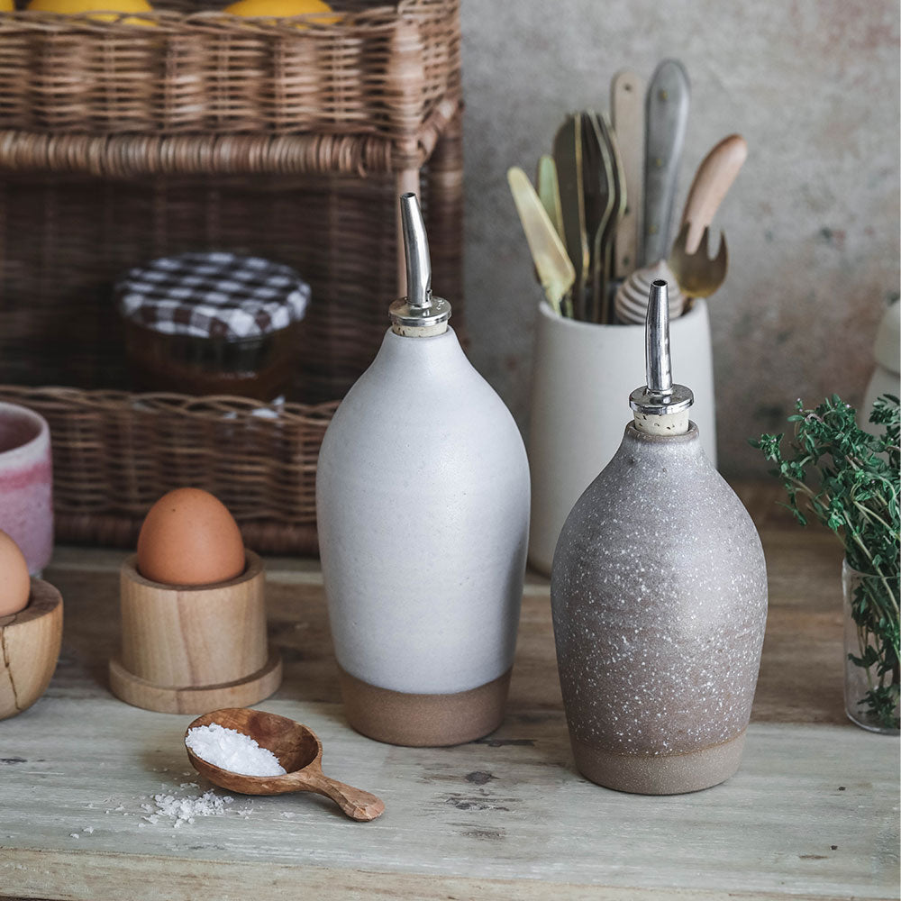 Premium Dark Ceramic Oil Bottle with Drip-Free Spout - Perfect for Kitchen, Olive Oil Dispenser & Gourmet Cooking