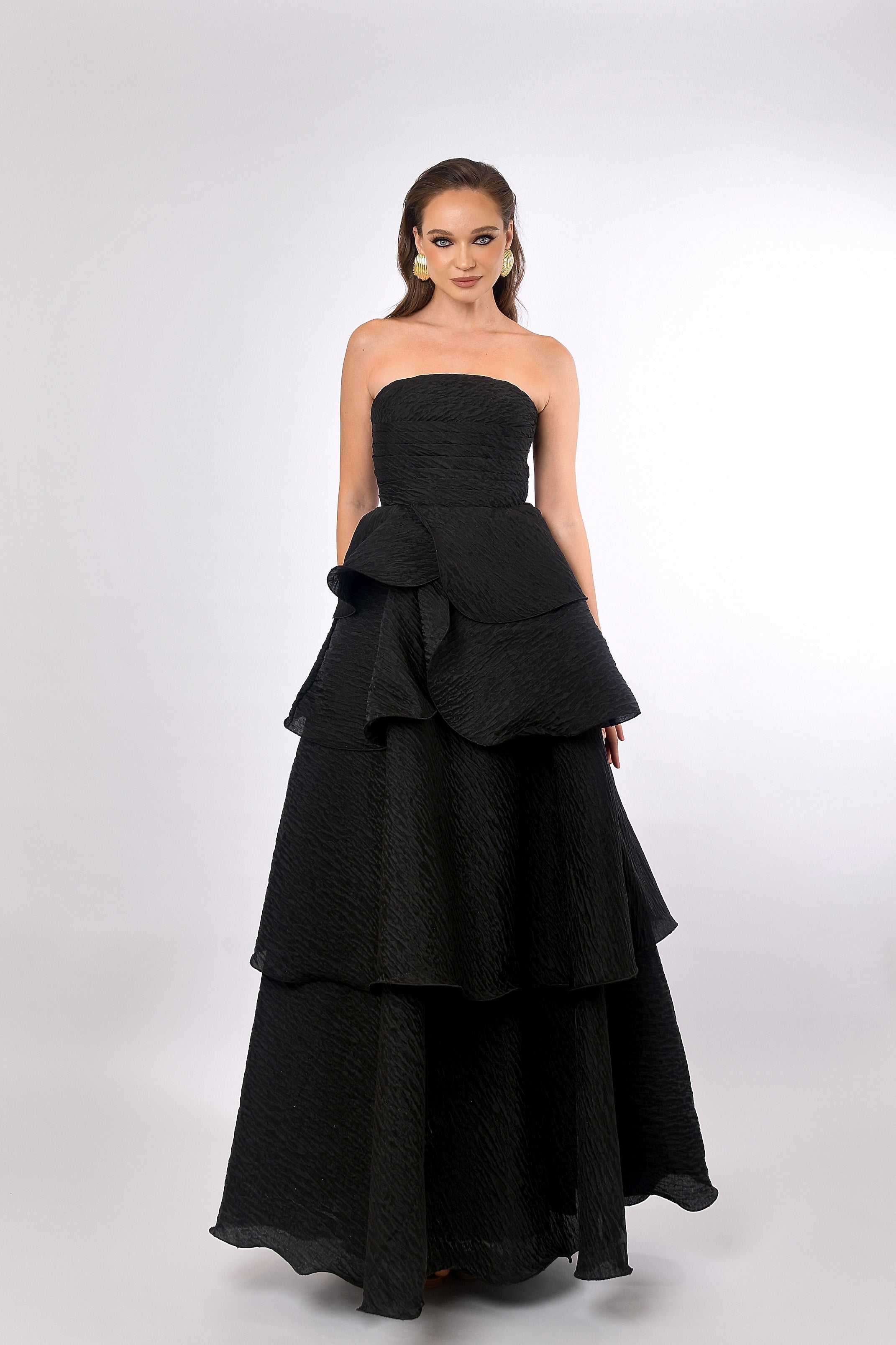Krista Strapless Tiered Gown - Elegant Formal Dress for Prom, Evening Gala & Special Occasions | Plus Size Options Available