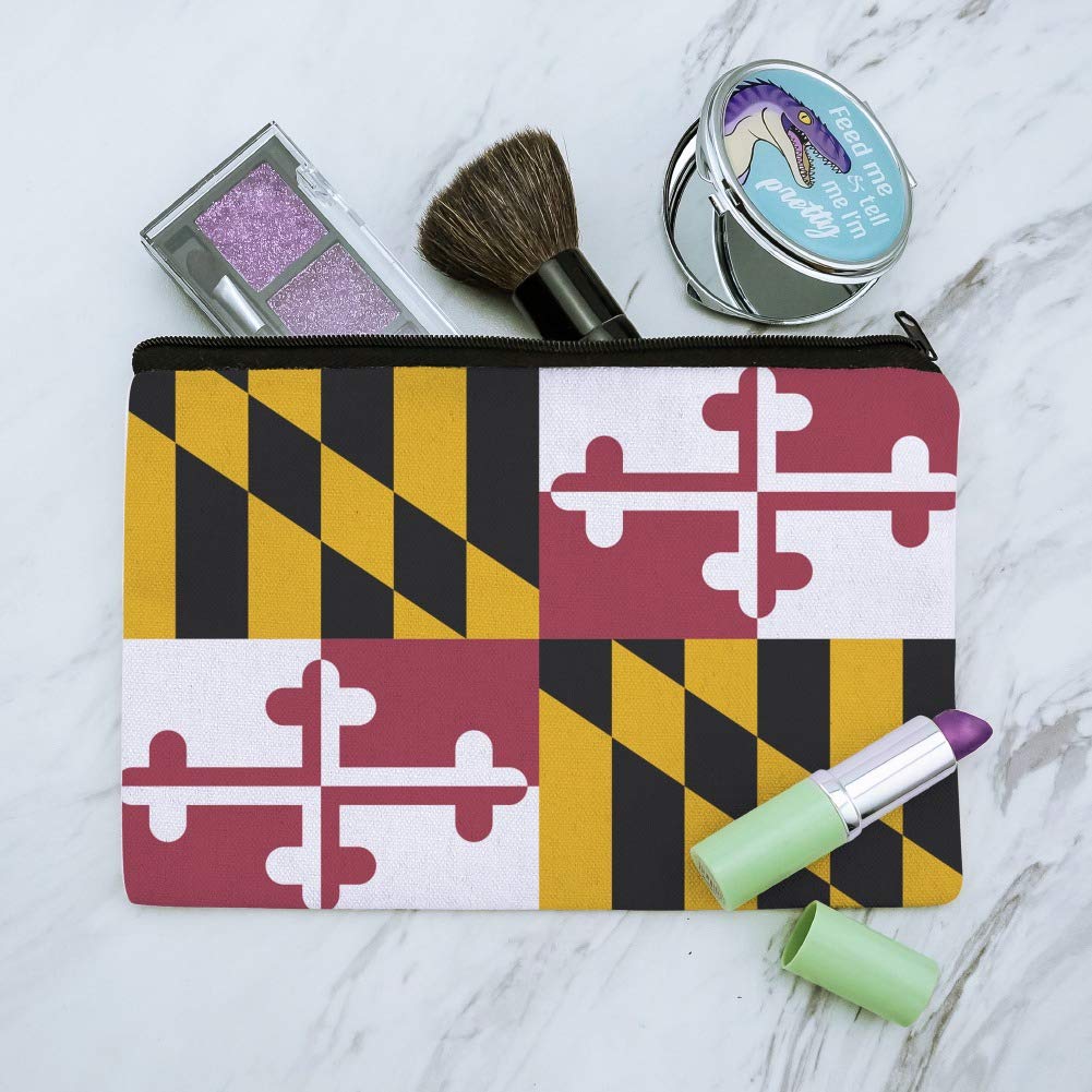 Maryland State Flag Makeup Bag - Waterproof Cosmetic Organizer Pouch for Travel, Gym & Daily Essentials | Perfect for Makeup Brushes, Toiletries & School Supplies
