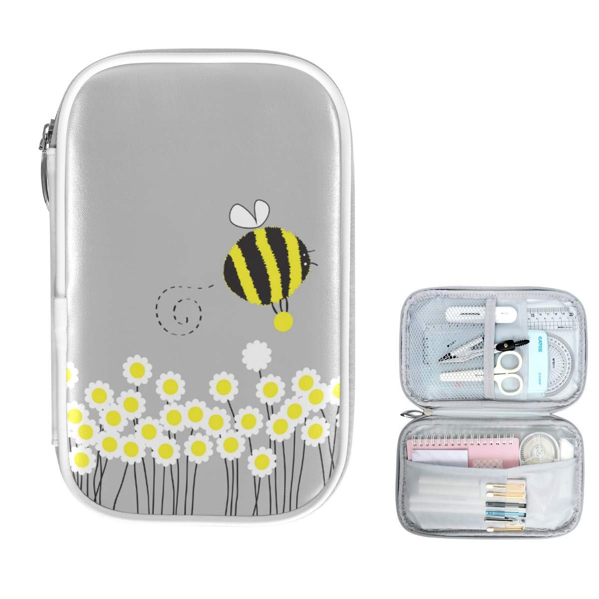 ZZKKO Honey Bee Pencil Case - School & Office Organizer for Pens & Cosmetics