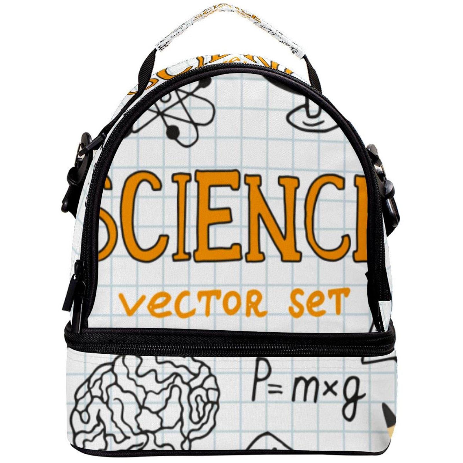GIOVANIOR Insulated Lunch Box for School & Work - Science Doodle Biology Themed Cooler Bag for Men & Women - Perfect for Picnics, Office Lunch, and Outdoor Activities