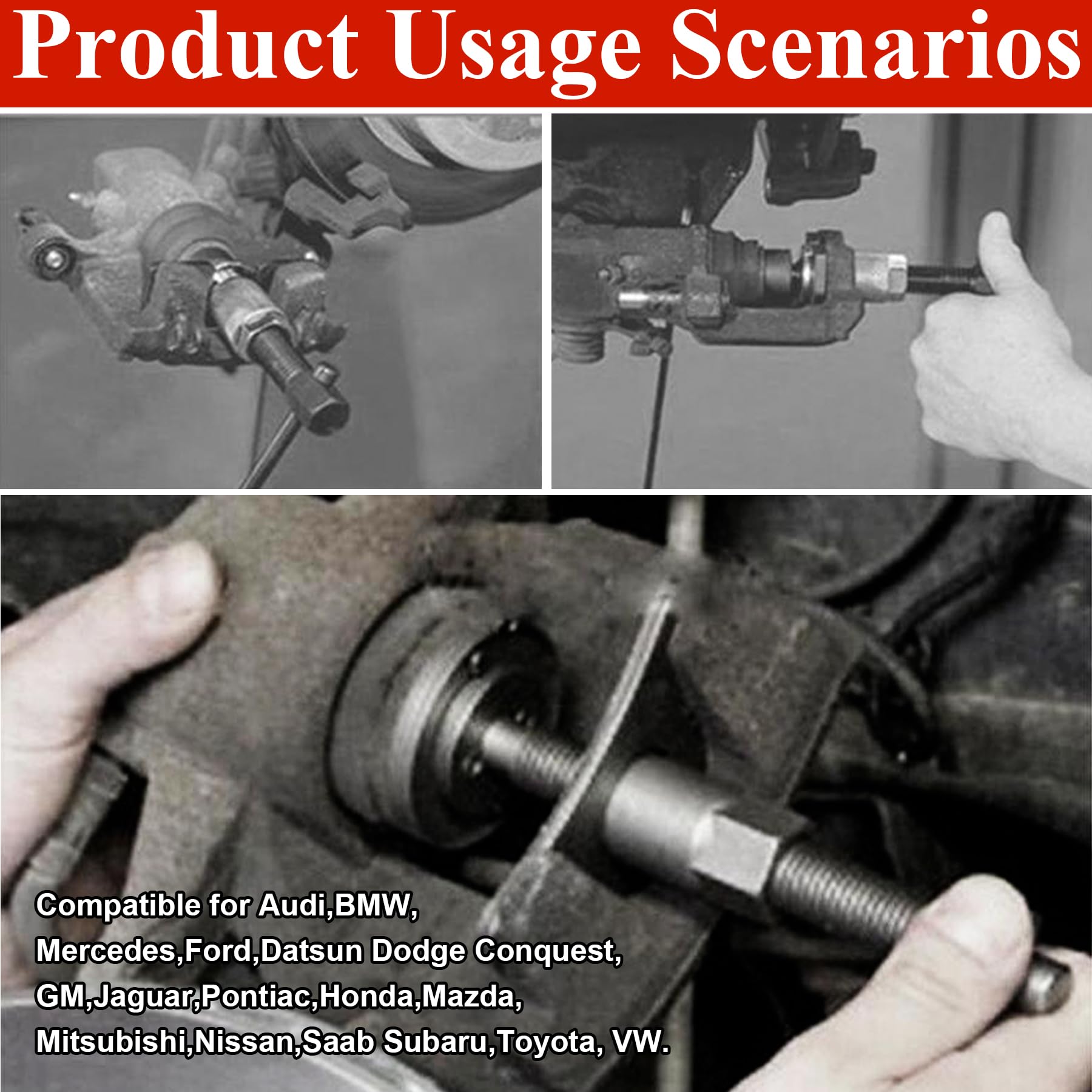 Brake Caliper Piston Rewind Tool Kit - Professional Rear Brake Pad Wind Back Tool for Disc Brake Replacement - Right Handle Brake Caliper Compressor for Car & Truck Maintenance - Perfect for DIY Mechanics & Auto Repair Shops