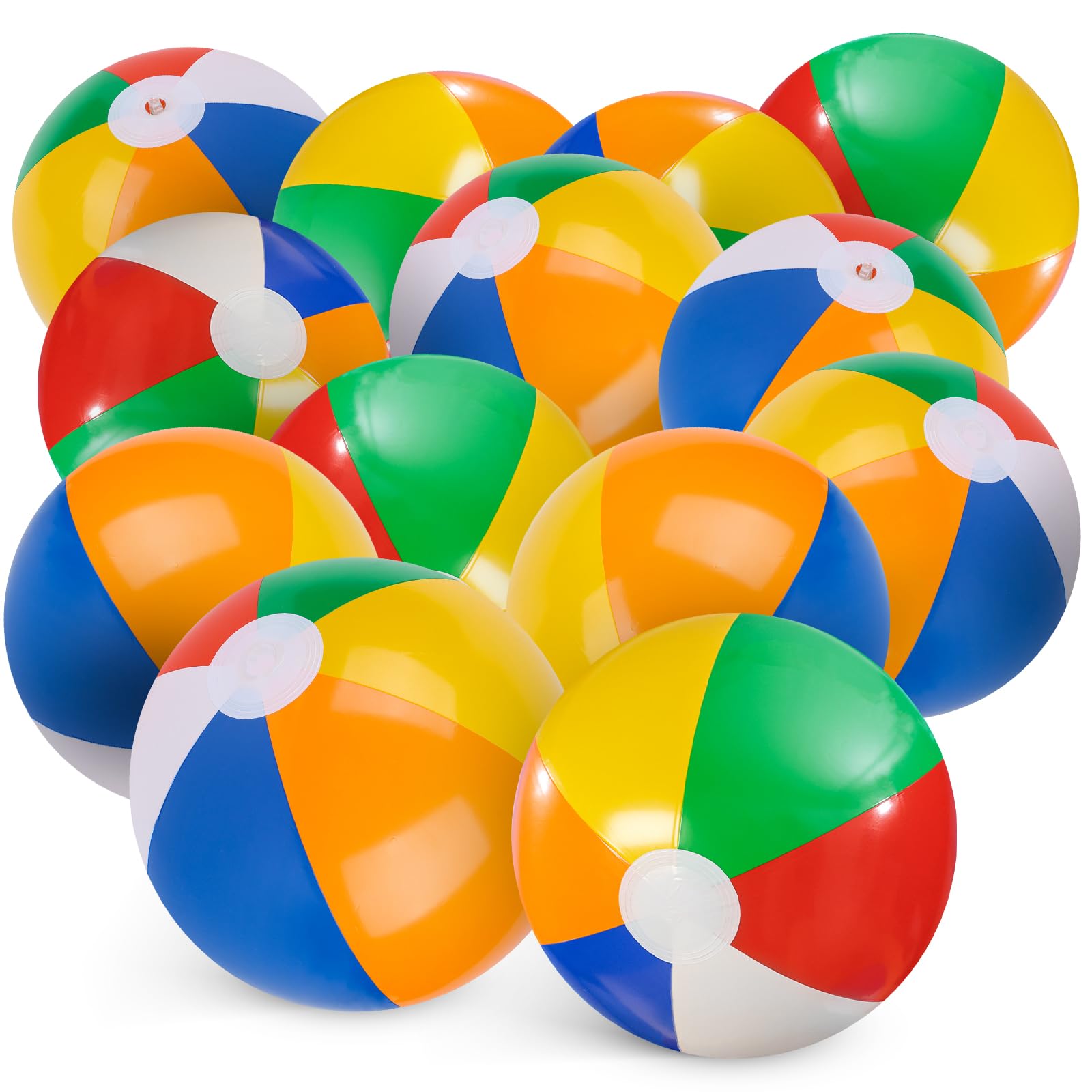24PCS 8-Inch Inflatable Beach Balls Bulk - Colorful Summer Pool Toys for Kids, Adults, Family Water Games & Beach Party Supplies | Perfect for Swimming Pools, Backyard Parties, Ocean Vacations