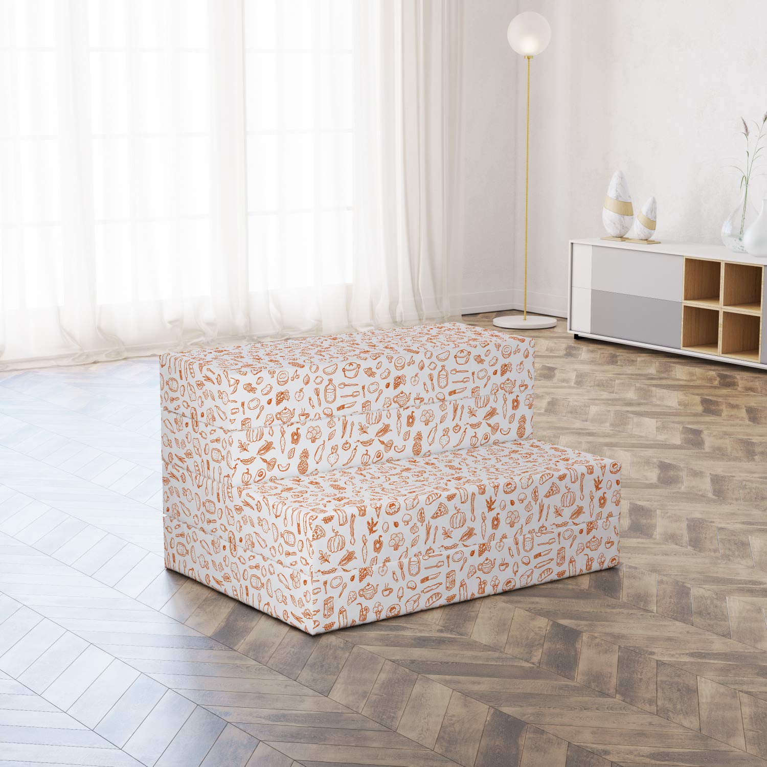 Ambesonne Food Art Foldable Mattress - Rolling Pin Whisk Lemon Print, 74.8
