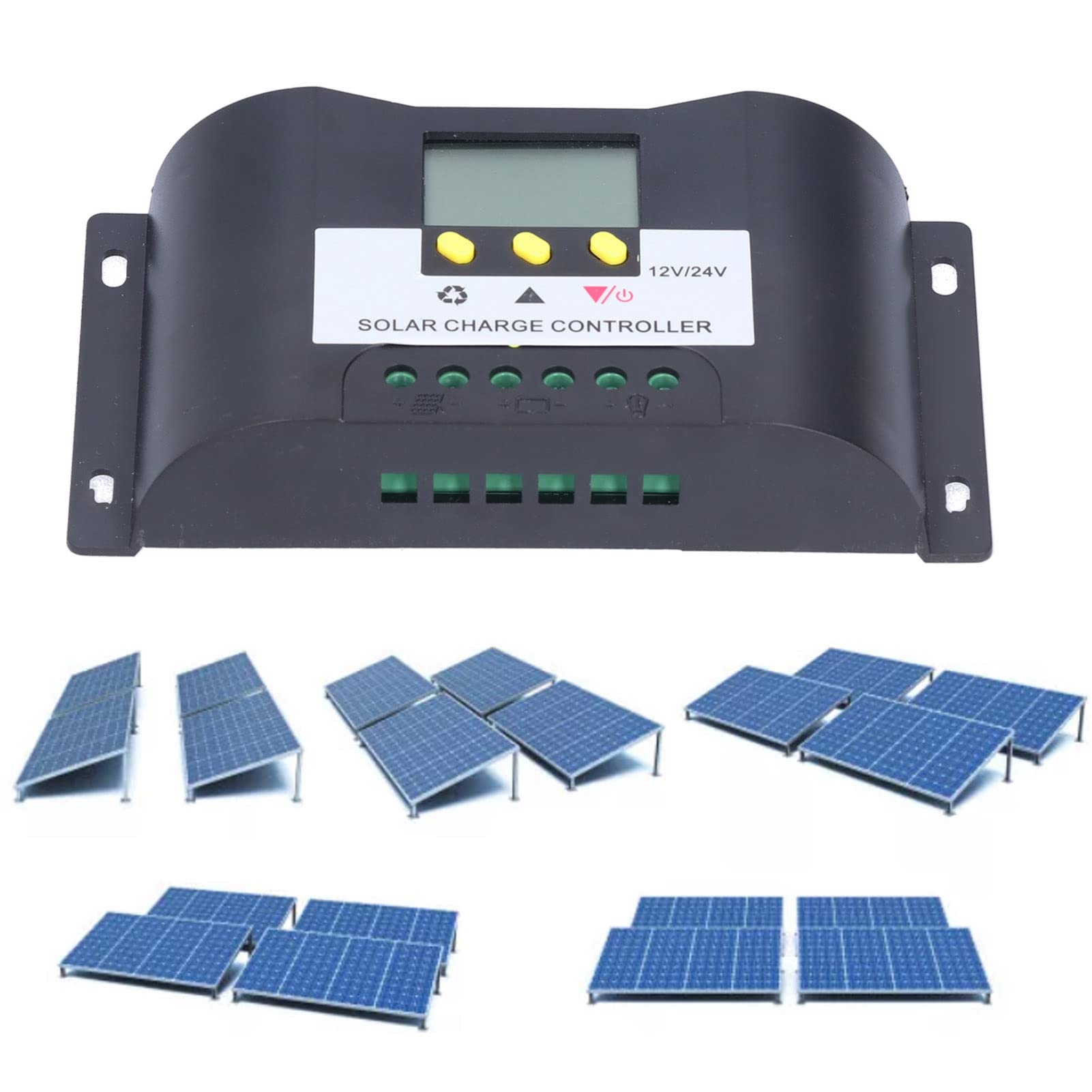 10A Intelligent Solar Charge Controller with LCD Display - Adjustable Timer & Control Modes for DC Loads | Perfect for RV, Boat, Off-Grid Solar Systems & Outdoor Power Supply