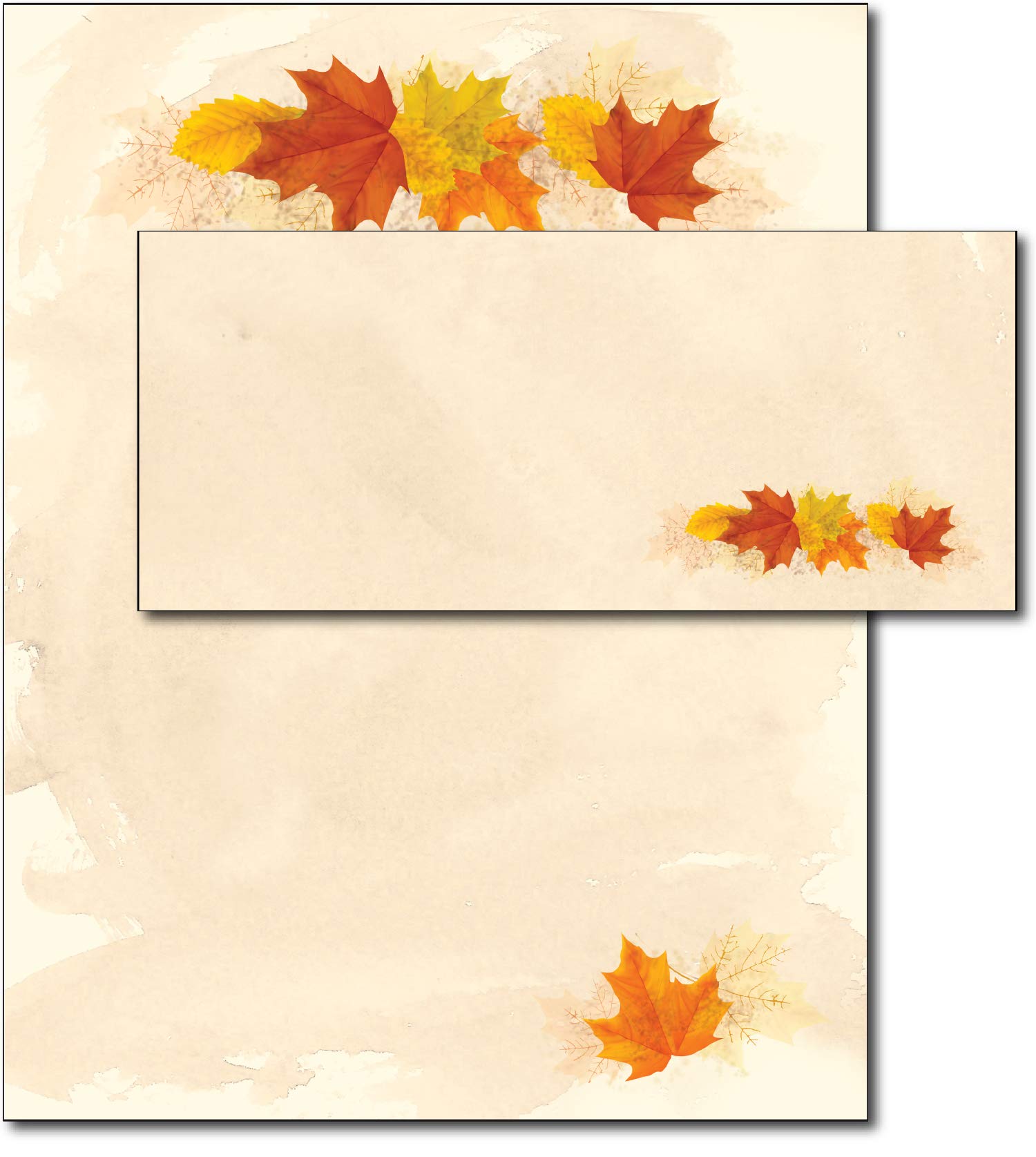 Simple Fall Leaves Autumn Paper & Envelopes - 40 Sets Stationery for Thanksgiving, Halloween & Seasonal Greeting Cards | Perfect for DIY Crafts, Scrapbooking & Home Decor