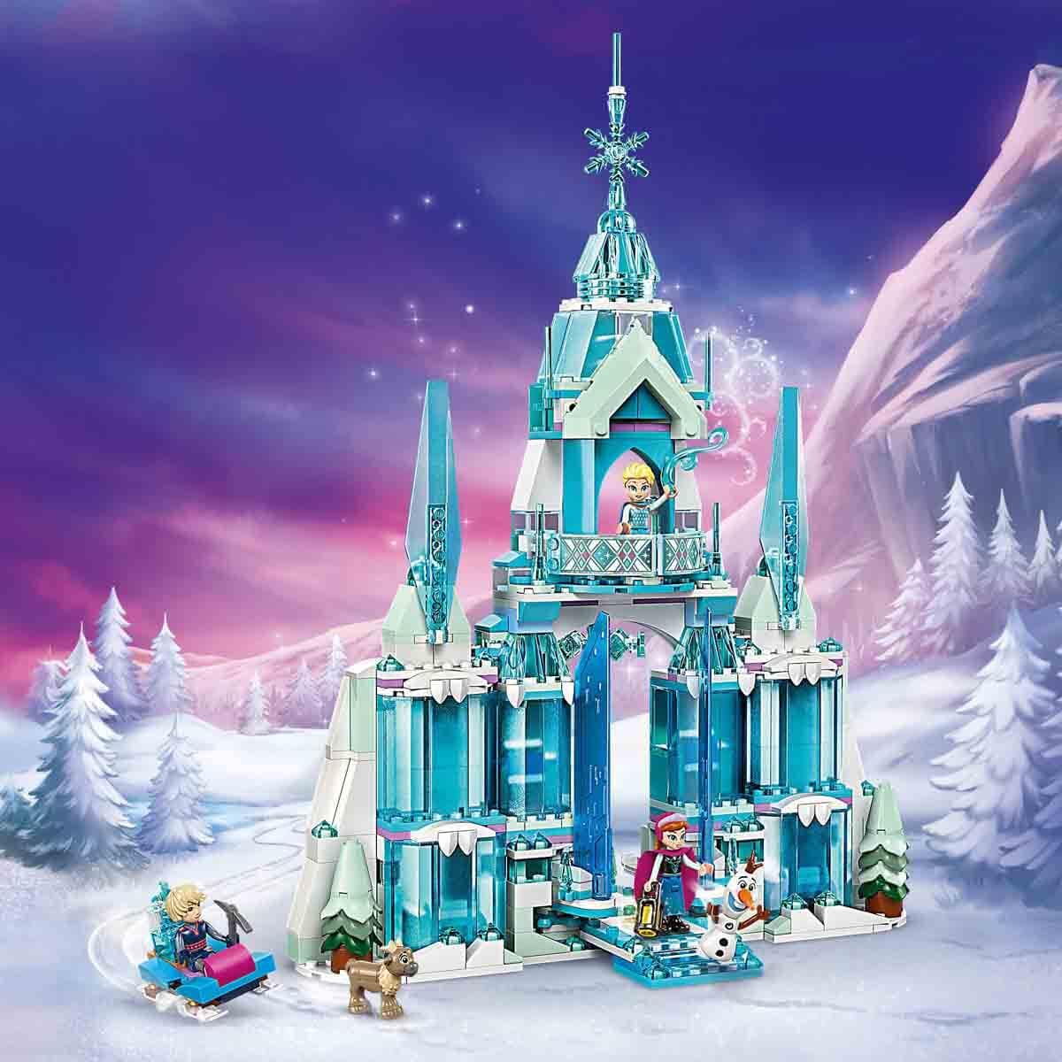 LEGO Disney Princess Frozen Elsa's Ice Palace Castle Toy Set with Mini Elsa, Anna & Kristoff Dolls, Sven Reindeer Figure - Fantasy Gift for Girls & Boys Ages 6+ | Creative Play, Birthday & Christmas Present