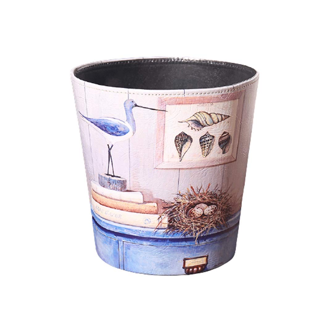YXD Patterned Leather Trash Can - Lidless Waste Bin for Bathroom, Kitchen & Home Office - Stylish Garbage Container with Bird's Nest Design - Perfect for Modern Homes, Apartments & Workspaces