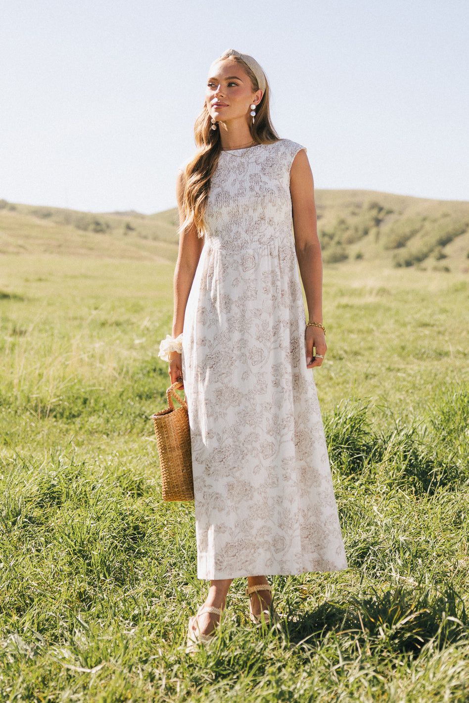 Elias Smocked Maxi Dress for Women - Flowy Summer Boho Dress with Ruffles & Puff Sleeves | Perfect for Beach Vacations, Weddings & Date Nights