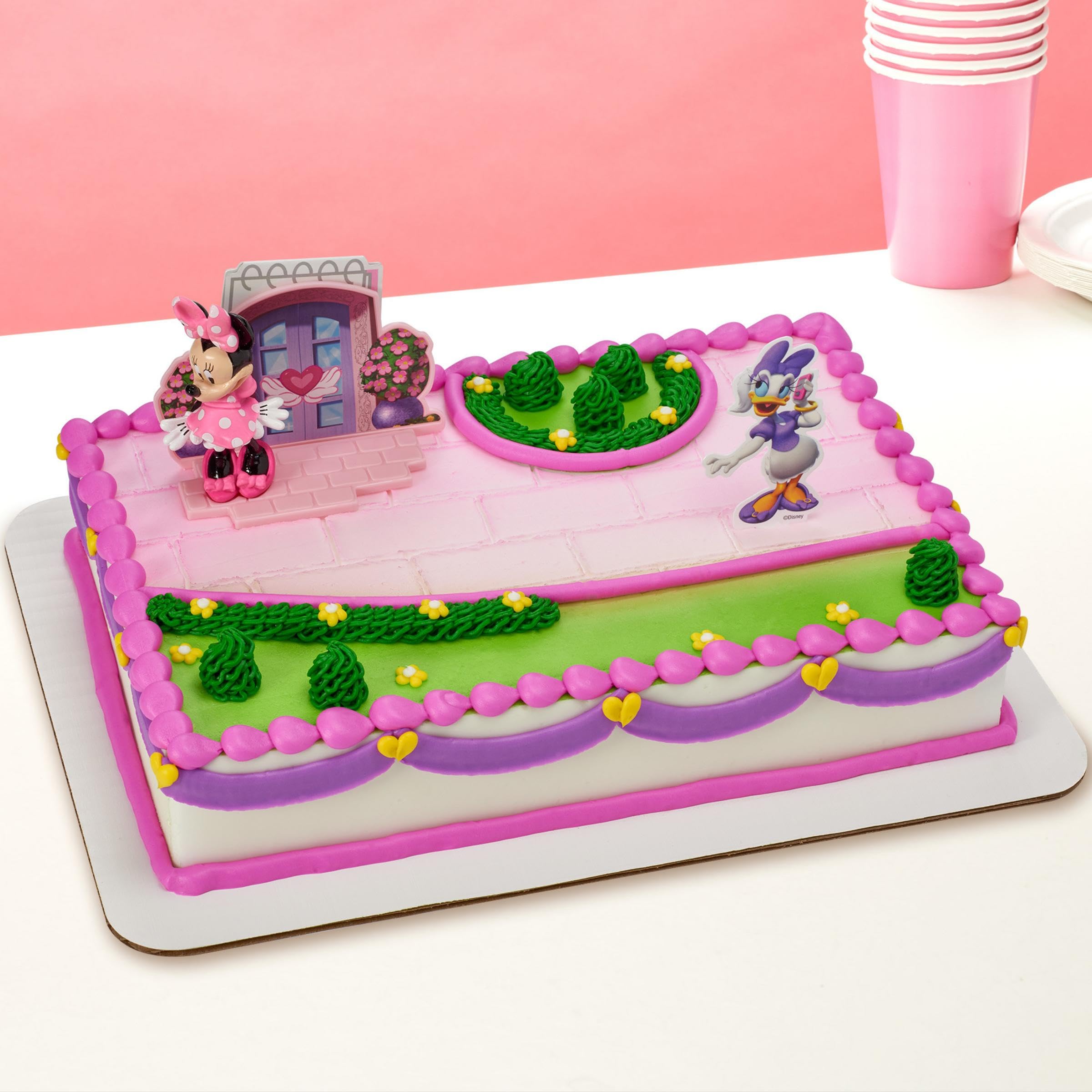 Disney Minnie Mouse Happy Helpers Cake Topper Set - 4-Piece Cake Decorations with Minnie Mouse & Daisy Duck - Perfect for Birthday Parties, Baby Showers & Disney-Themed Celebrations