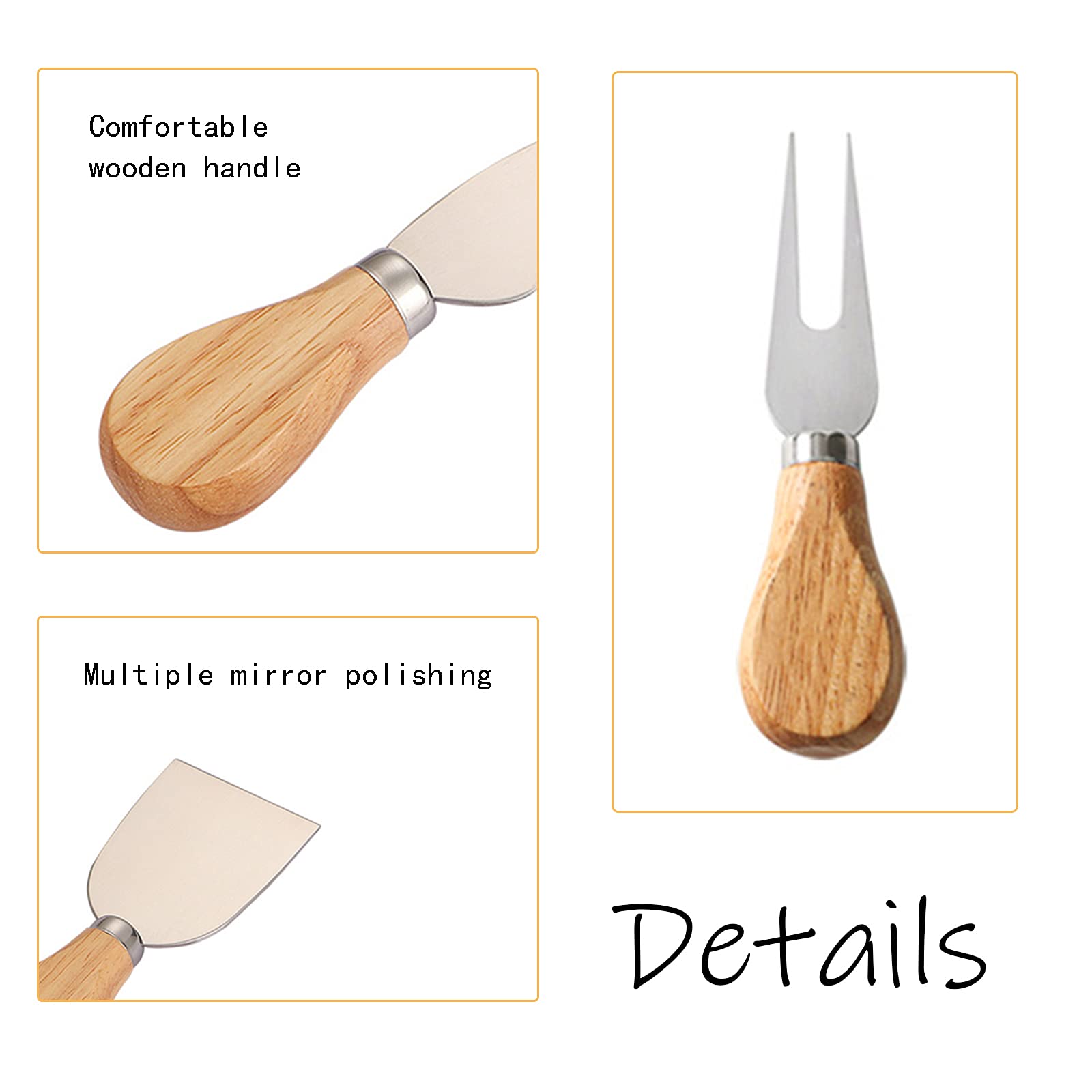 Juuxncgv 10-Piece Cheese Knives Set with Wooden Handles - Stainless Steel Cheese Cutters for Butter, Cheese Boards & Charcuterie - Perfect for Dinner Parties, Wine Tasting & Gift Giving