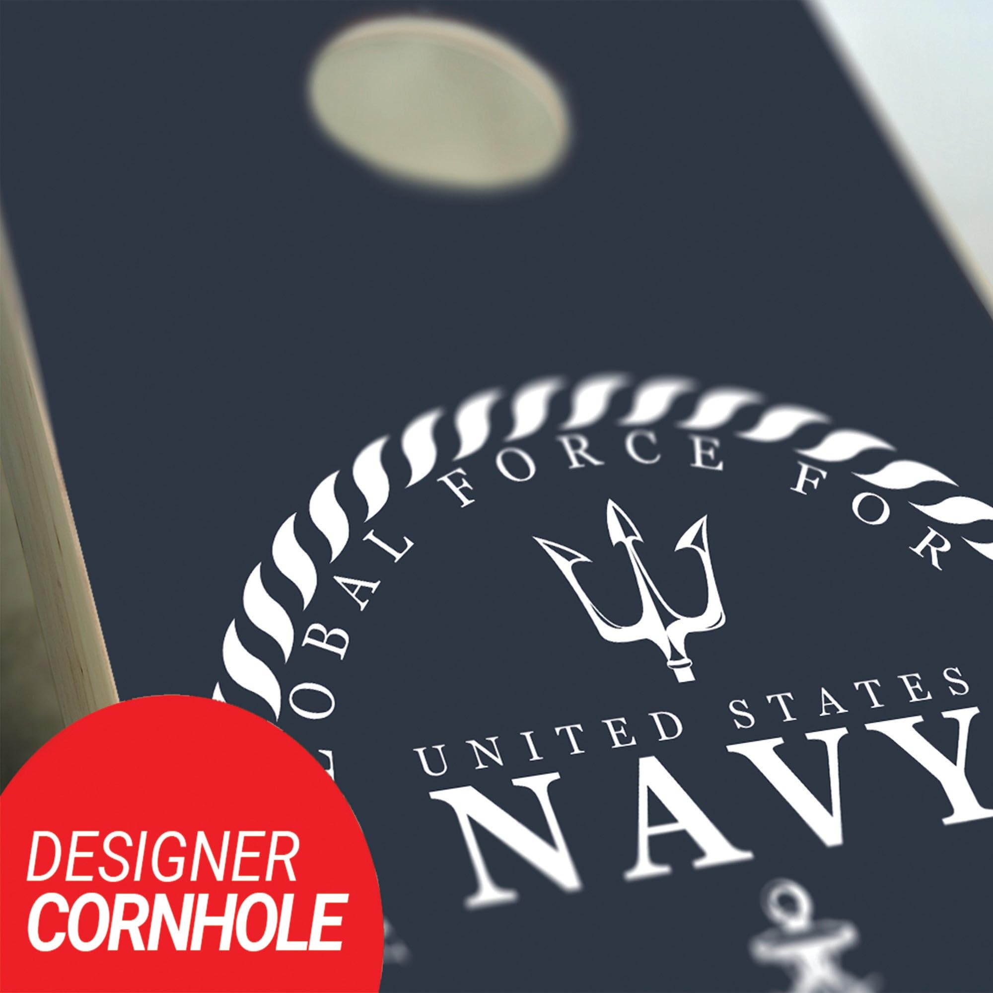 Skip's Garage US Navy Themed Regulation Size Cornhole Board Set - Includes Boards, Optional LED Lights & Carrying Cases - Perfect for Backyard BBQs, Tailgating & Outdoor Parties