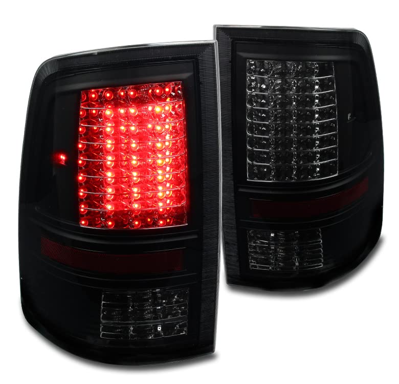 Black/Smoke C-Strip Full LED Tail Brake Lights - Compatible with 2009-2018 Dodge Ram 1500/2010-2018 2500/3500 - High Visibility & Durable for Night Driving & Off-Road Adventures