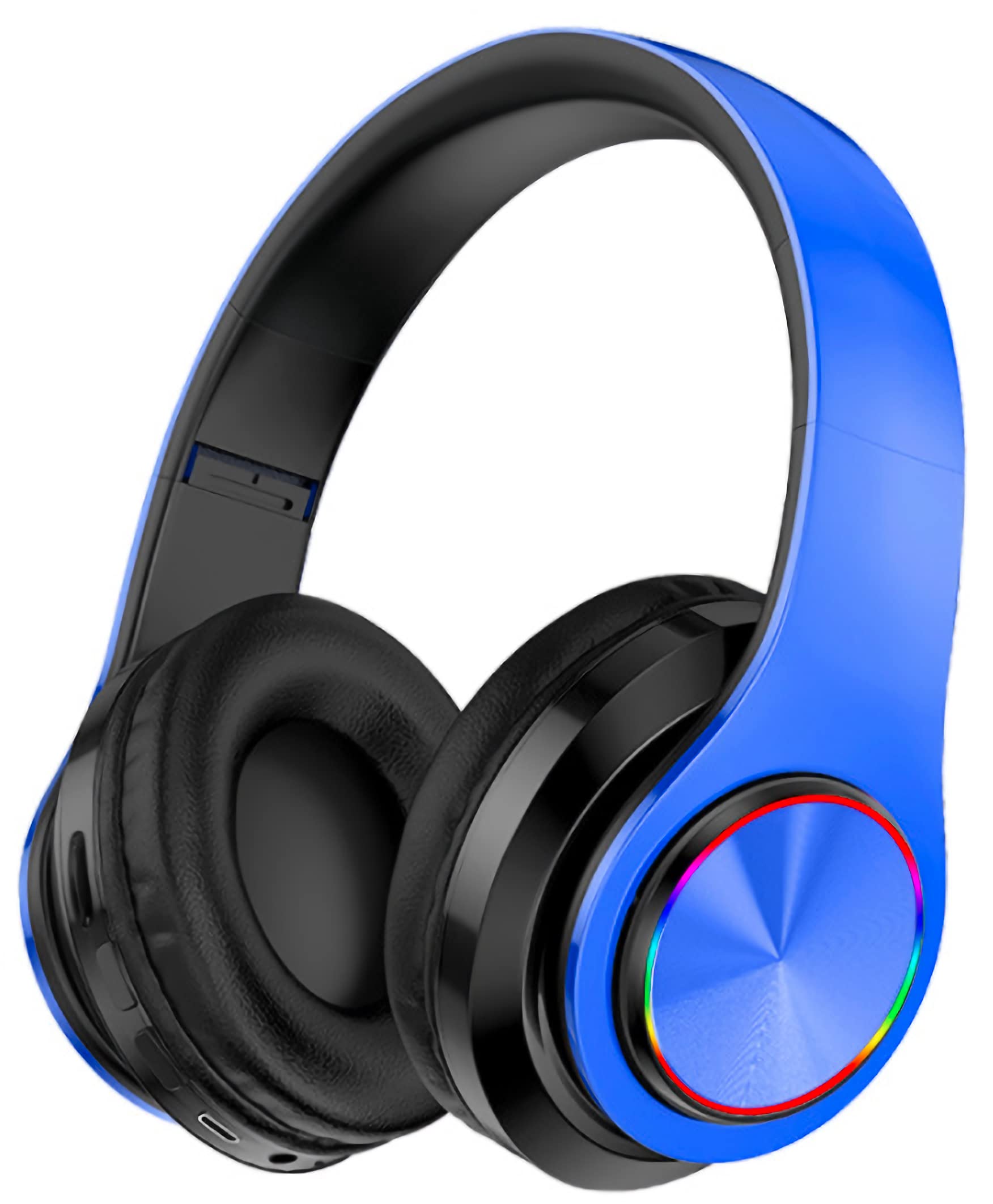 MUARRON Wireless Bluetooth Headphones with Colorful LED Lights, Foldable Design, 30H Playtime - Bluetooth 5.0, 13m Range, Built-in Mic, Stereo Surround Sound for Gym, Running, Travel & Work