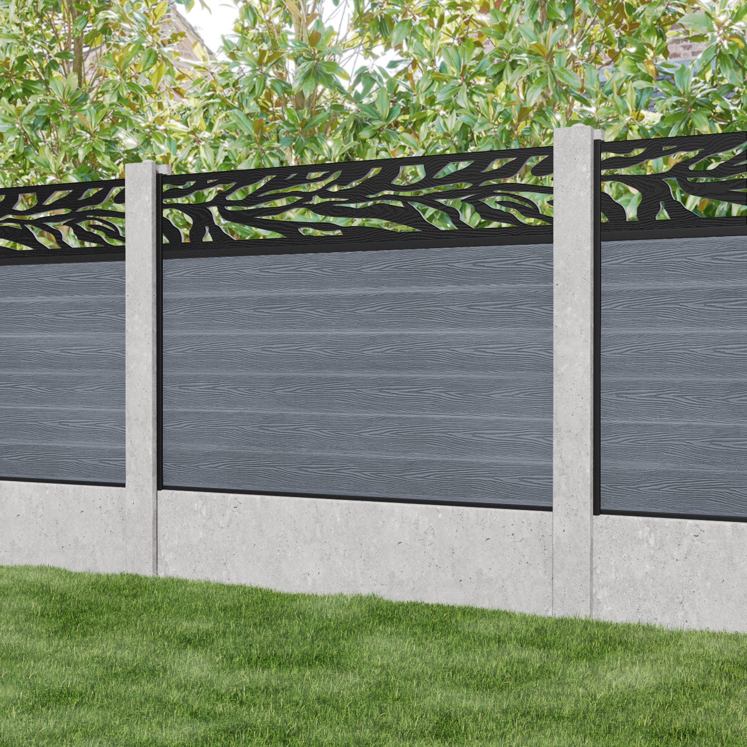 Classic Malawi Fence Panel in Anthracite - Perfect for Concrete Post Installation | Durable Garden Fencing for Privacy & Security