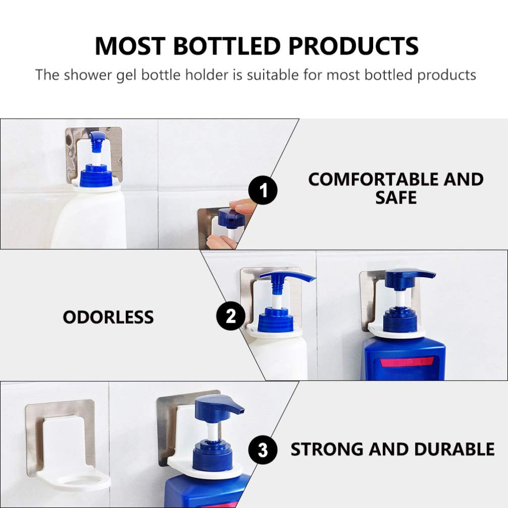 10-Pack Cabilock Shower Gel Holder - Wall Mounted Bathroom Soap Dispenser with Hanging Hook for Liquid Soap, Shampoo & Lotion - Durable PP Plastic White Shelves (Perfect for Showers, Kitchens & Laundry Rooms)