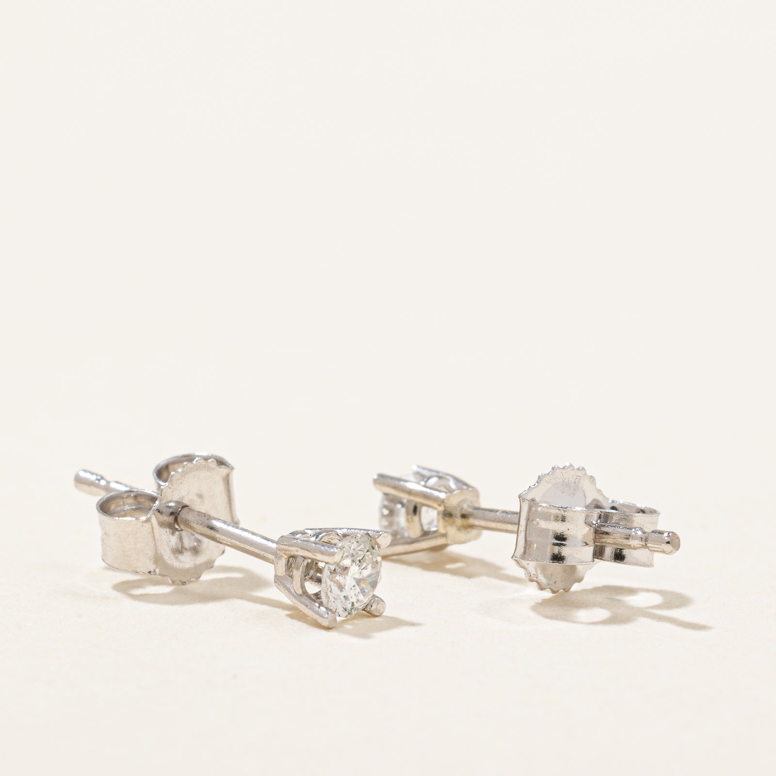 0.12ctw Diamond Stud Earrings for Women - Round Cut 14K White Gold Earrings for Everyday Wear & Special Occasions