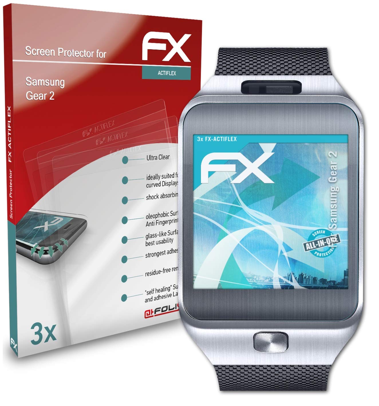 Samsung Gear 2 Screen Protector - 3 Pack Ultra Clear Flexible FX Film for Scratch Protection | Perfect for Outdoor Sports, Workouts & Daily Use