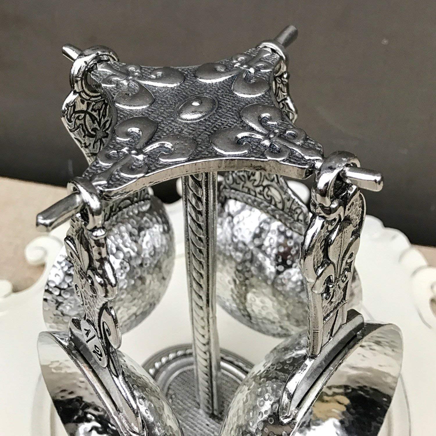 Crosby & Taylor Fleur de LYS Pewter Measuring Cups Set - 4-Piece Stainless Steel Kitchen Measuring Cups with Display Stand | Perfect for Baking, Cooking & Kitchen Decor