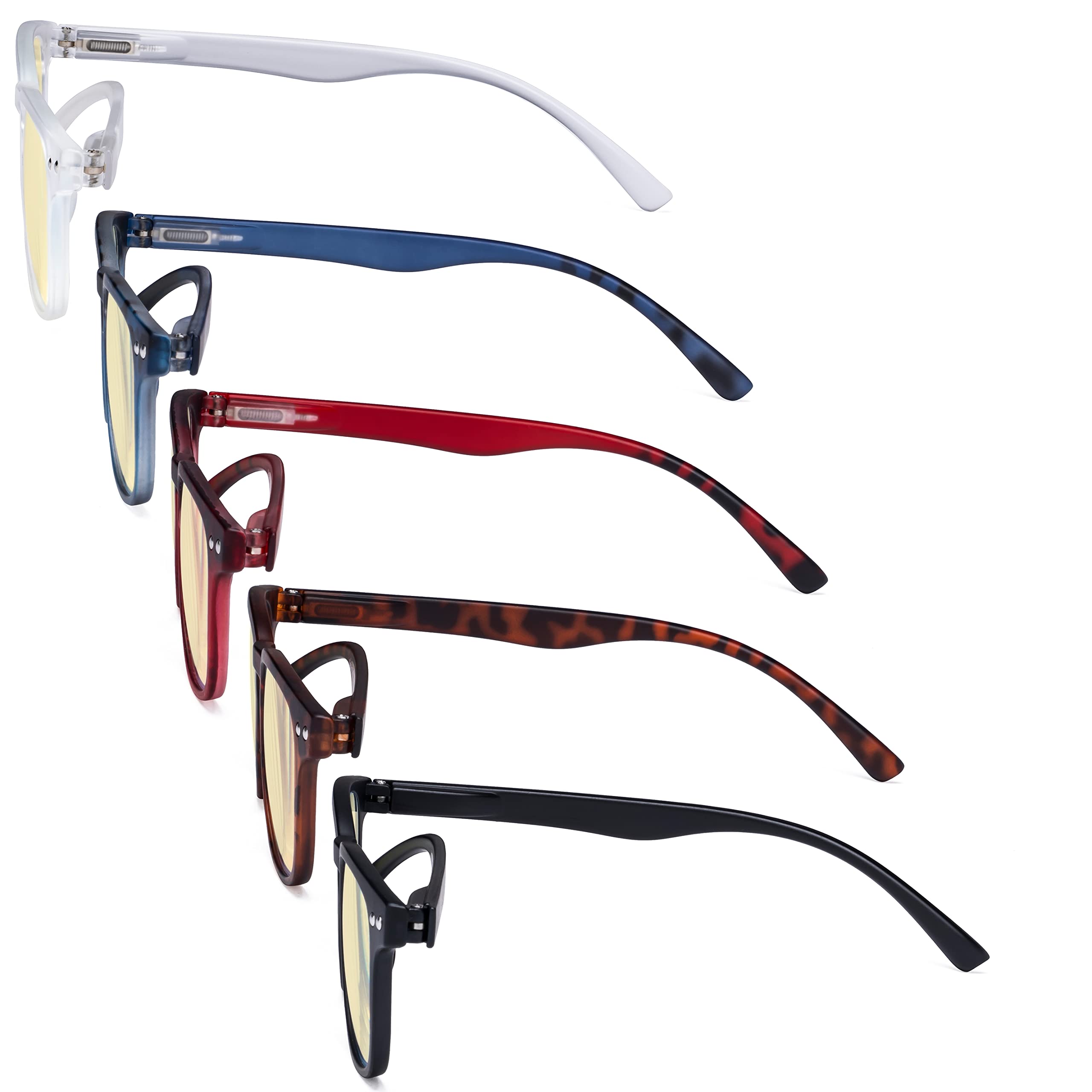 Eyekepper 5 Pack Blue Light Blocking Glasses for Women - Fashion Computer Readers with Yellow Tinted Lens (0.00 Strength) - Reduce Eye Strain for Office Work & Screen Time