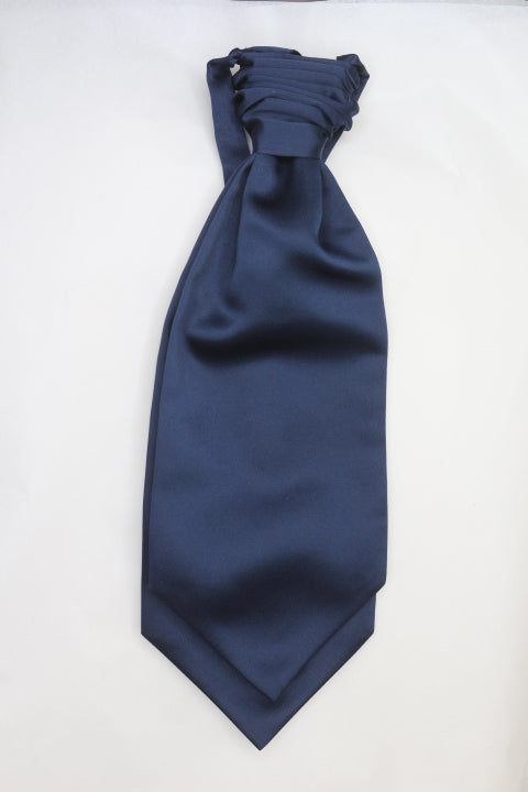 Navy Ruche Cravat Tie - Elegant Silk Necktie for Men | Perfect for Weddings, Business Meetings & Formal Events