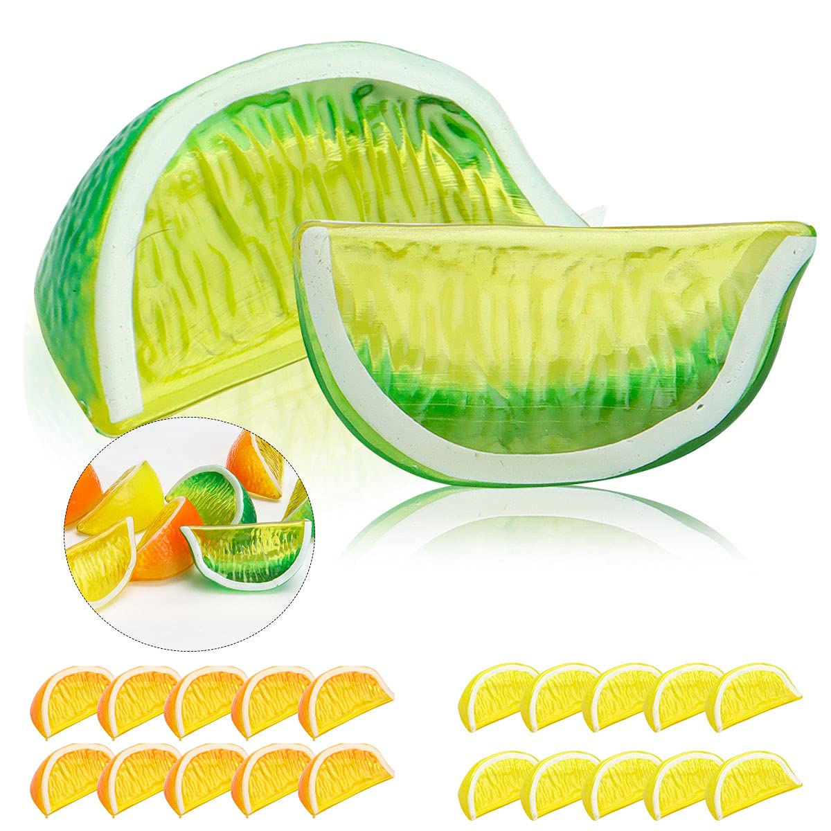 30 PCS Artificial Lemon Blocks - Realistic Fake Lemon Decor, Plastic Fruit Models for Home Kitchen, Party & Wedding Decoration, Photography Props - Green (Perfect for Table Centerpieces, DIY Crafts & Themed Events)