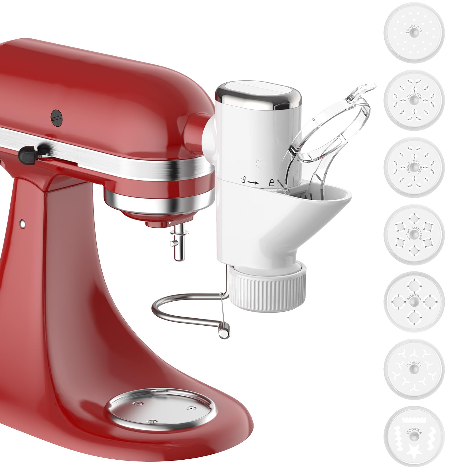 **Cofun Pasta Press & Extruder Attachment for KitchenAid Stand Mixers - 7 Interchangeable Plates, Homemade Pasta Maker Accessory for Fresh Ravioli, Spaghetti & Noodles - Perfect for Italian Cuisine & Family Cooking**