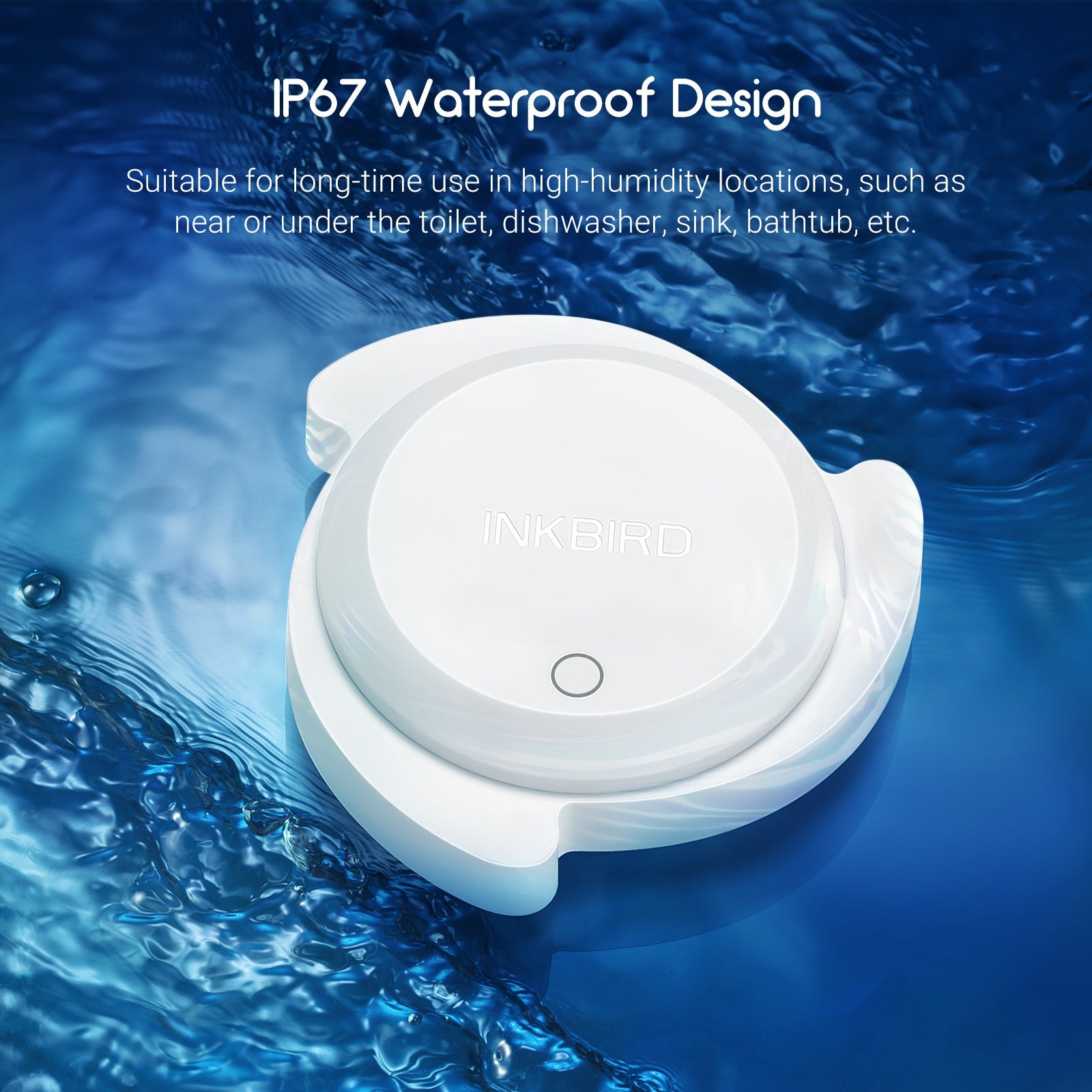 Smart Water Leak Detector IRS WD1 - Wireless Alarm System for Home & Office - Early Warning for Pipe Bursts, Floods & Appliance Leaks (Bathroom, Kitchen, Basement)