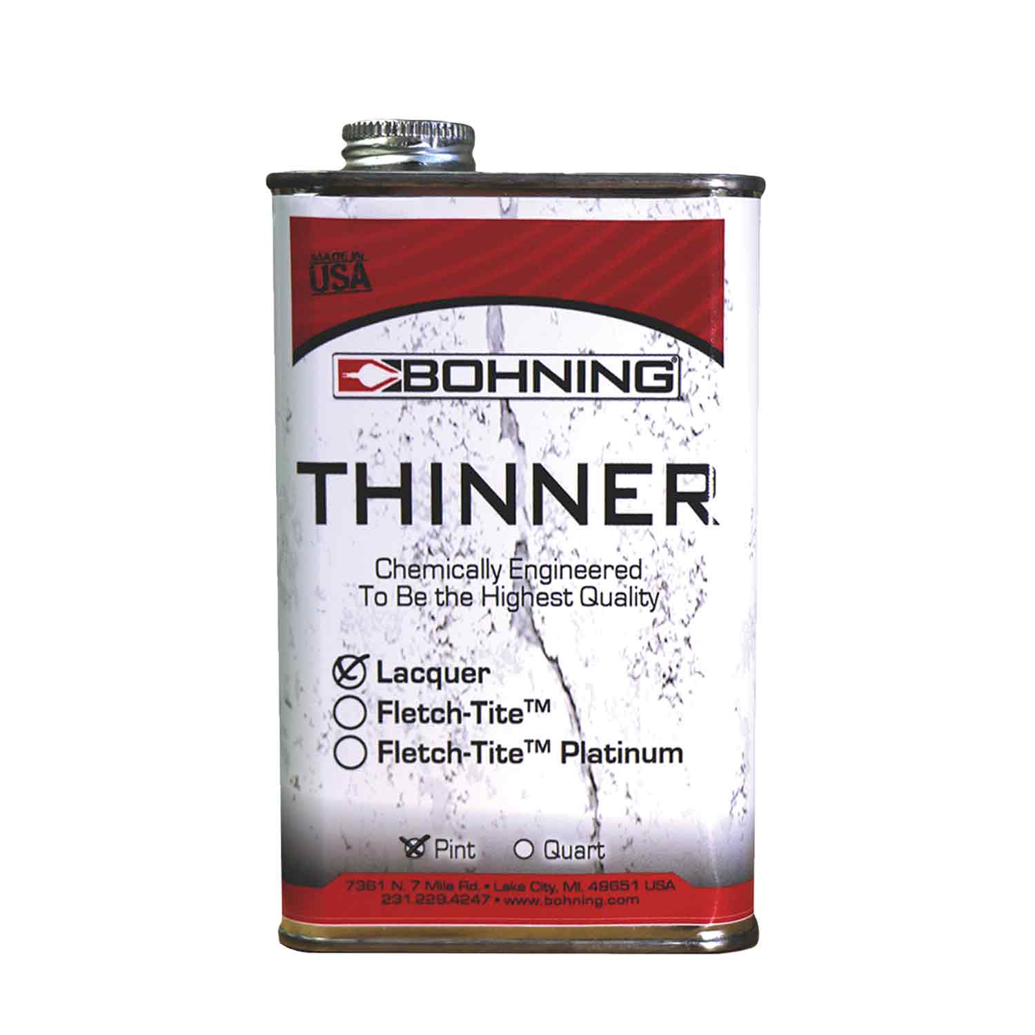 Bohning Fletch Lac Thinner (Pint) - High-Quality Arrow Fletching Adhesive Solvent for Archery & Bowhunting - Perfect for Arrow Maintenance and Repair