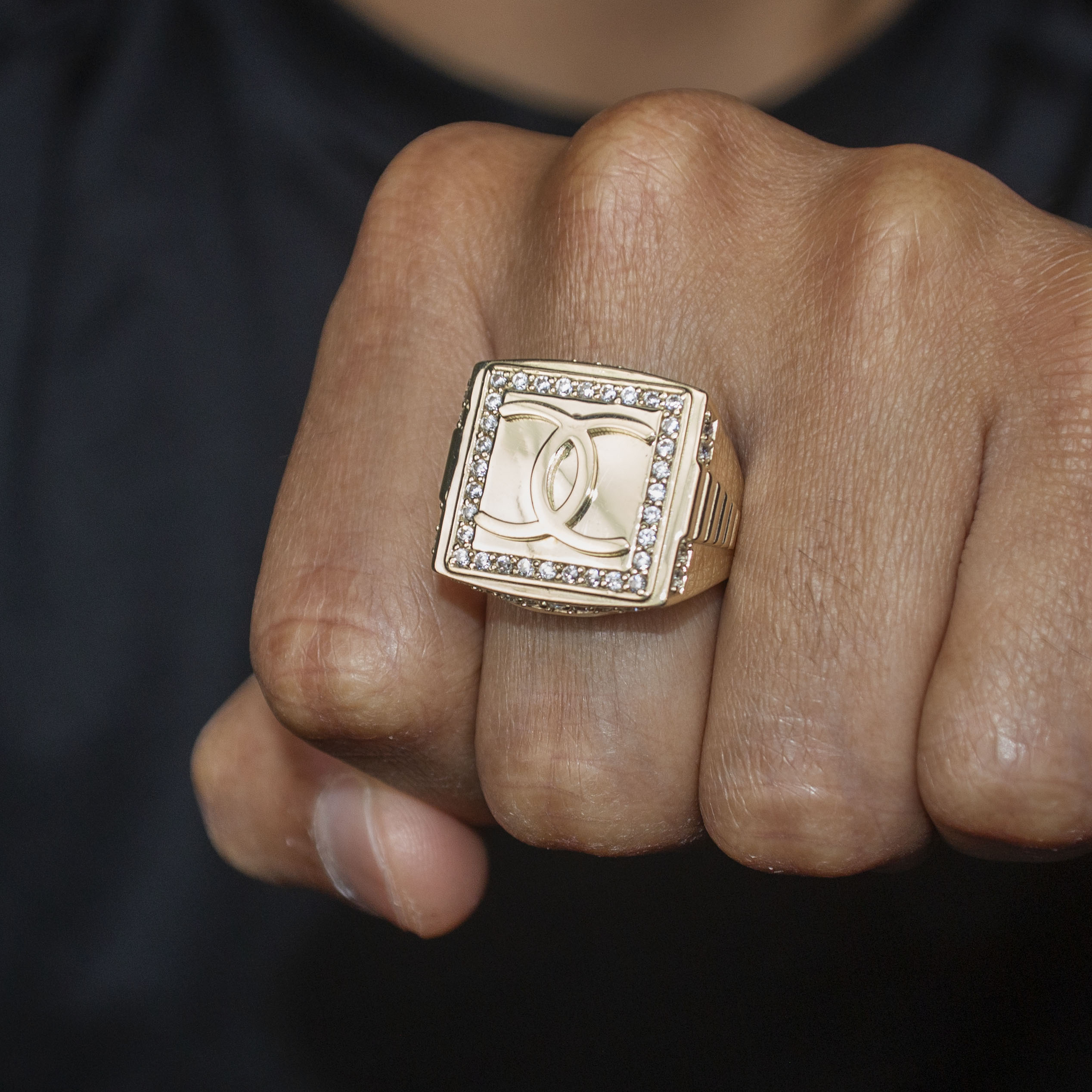 10K Gold Pinky Ring for Men - 6 Grams Solid Gold Pinky Ring with Cubic Zirconia - Perfect for Gifts, Weddings, and Everyday Wear