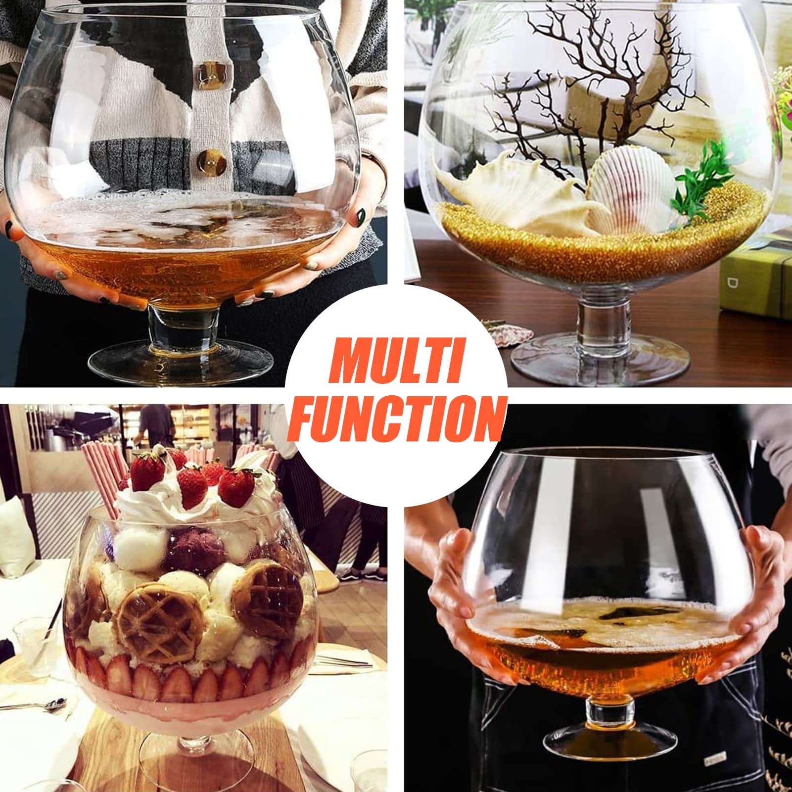 Premium Thick Glass Super Large Margarita Glass - 70oz to 400oz Capacity - Heavy Duty Draft Beer & Wine Cork Storage - Novelty Bar Drinkware for Parties, Home Bars & Restaurants - Perfect for Margaritas, Cocktails & Beer Serving