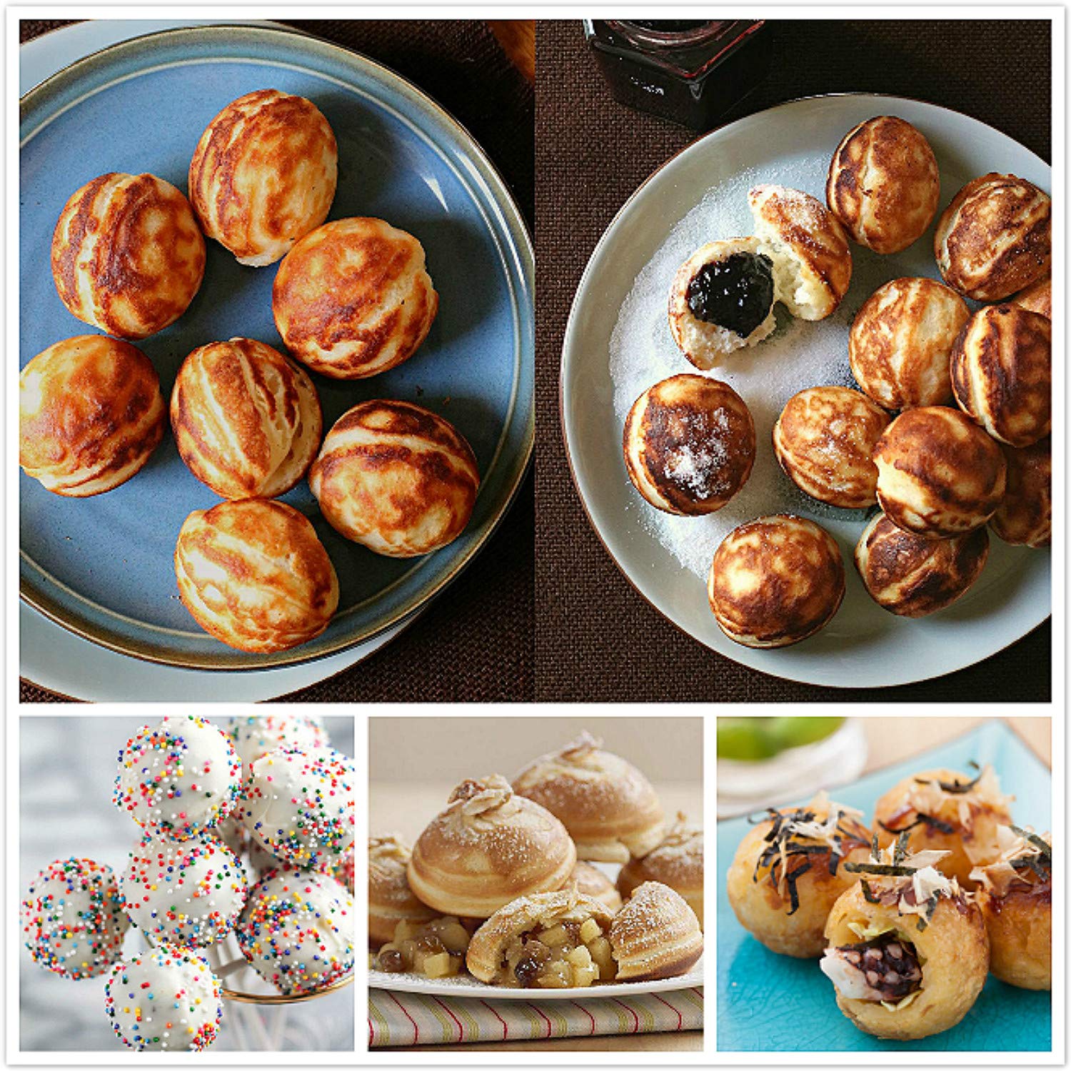 Electric Japanese Takoyaki Octopus Ball Pan - 8-Ball Nonstick Cake Pops Maker for Desserts, Danish Aebleskiver & Ebelskiver - Perfect for Home Cooking, Party Snacks & Street Food Style Treats