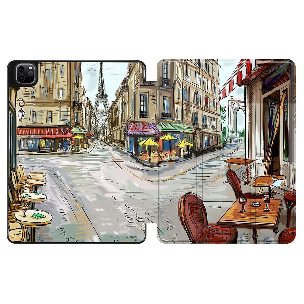 Premium SDH Case for iPad Pro 12.9 inch 5th Generation (2021 Model) - Compatible with Apple Pencil Holder & Wireless Charging | Soft TPU Back Shell with Stand | 2-in-1 Smart Cover Tablet Sleeve Bundle | Perfect for Digital Artists, Students & Professionals | Painting City Design