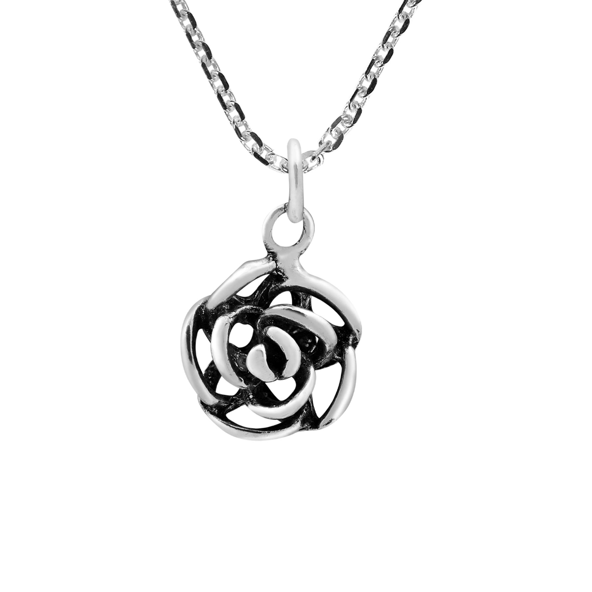 Modern Hidden Rose Blossom .925 Sterling Silver Pendant Necklace for Women - Elegant Jewelry Gift for Valentine's Day, Anniversary & Special Occasions