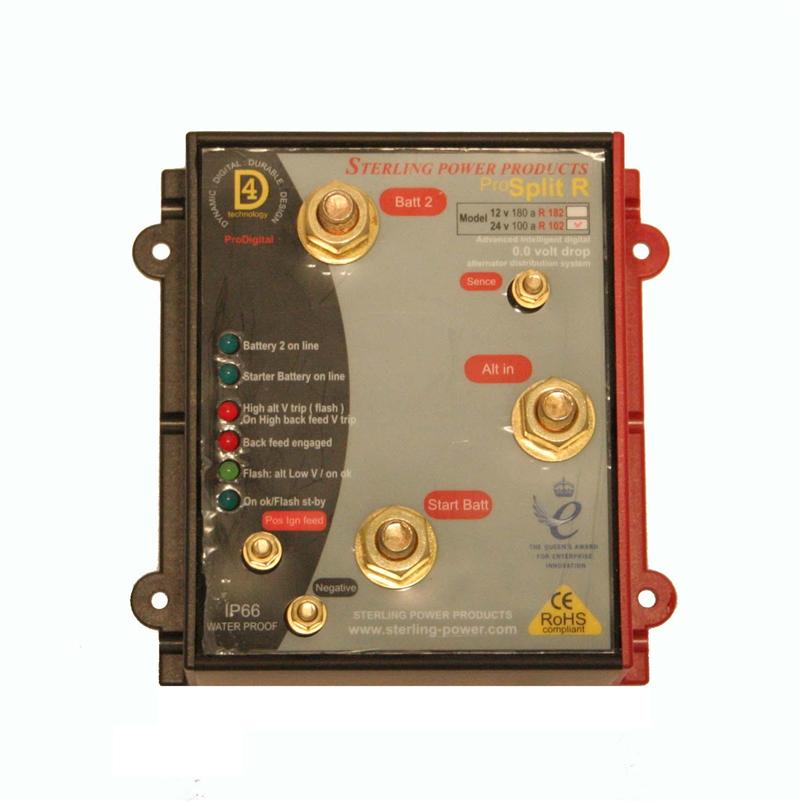 Sterling Power ProSplit R Zero Volt Drop Marine Battery Isolator - 24V 100A 2 Output for Boats, RVs & Off-Grid Power Systems | Waterproof & High-Efficiency Battery Management