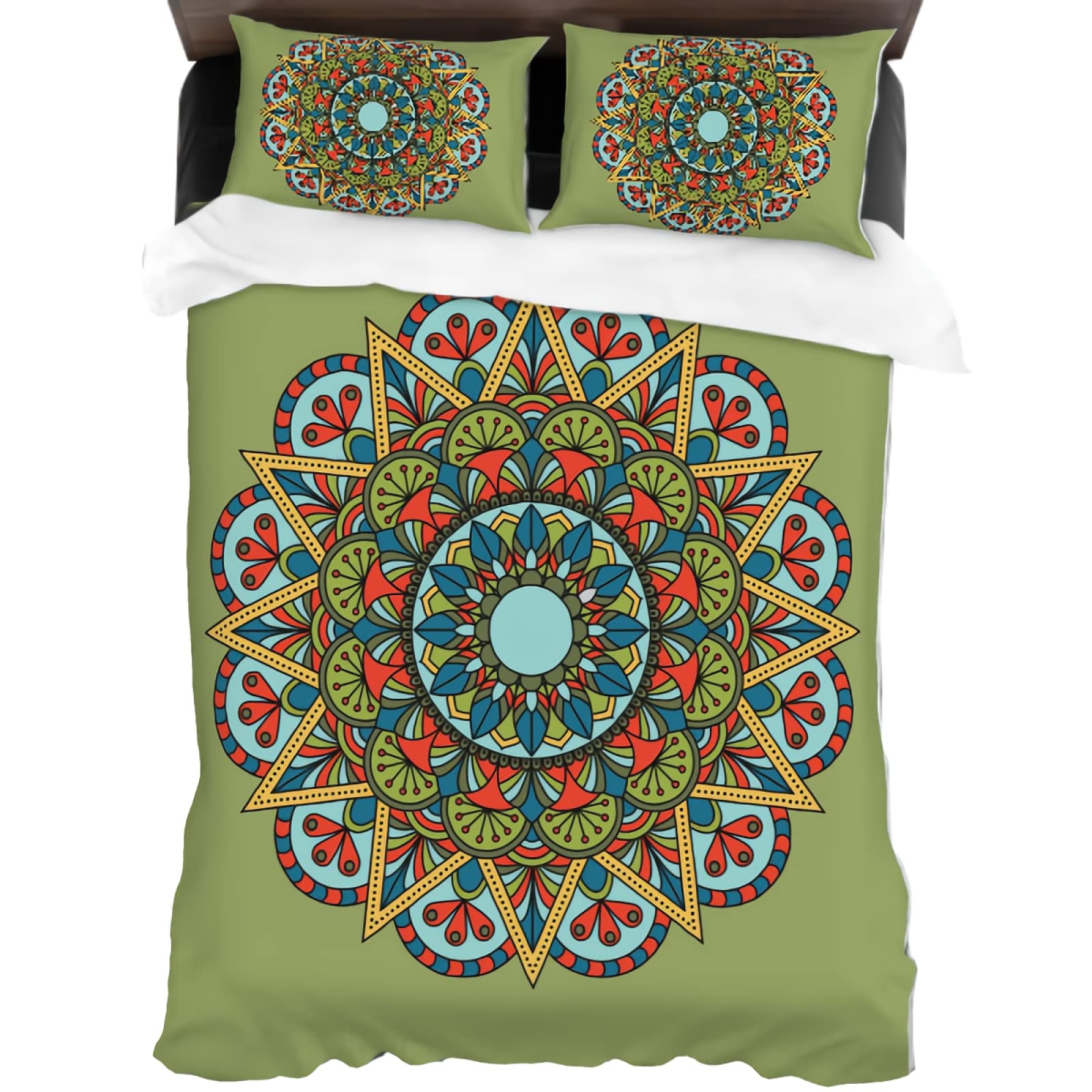 Bohemian Twin Bedding Set - 3D Printed Microfiber Duvet Cover & Pillowcases (1 Duvet + 2 Pillowcases) - Soft Boho Chic Bedroom Decor for Women & Girls - Perfect for Birthday Gifts, Dorm Rooms & Cozy Bedroom Makeovers